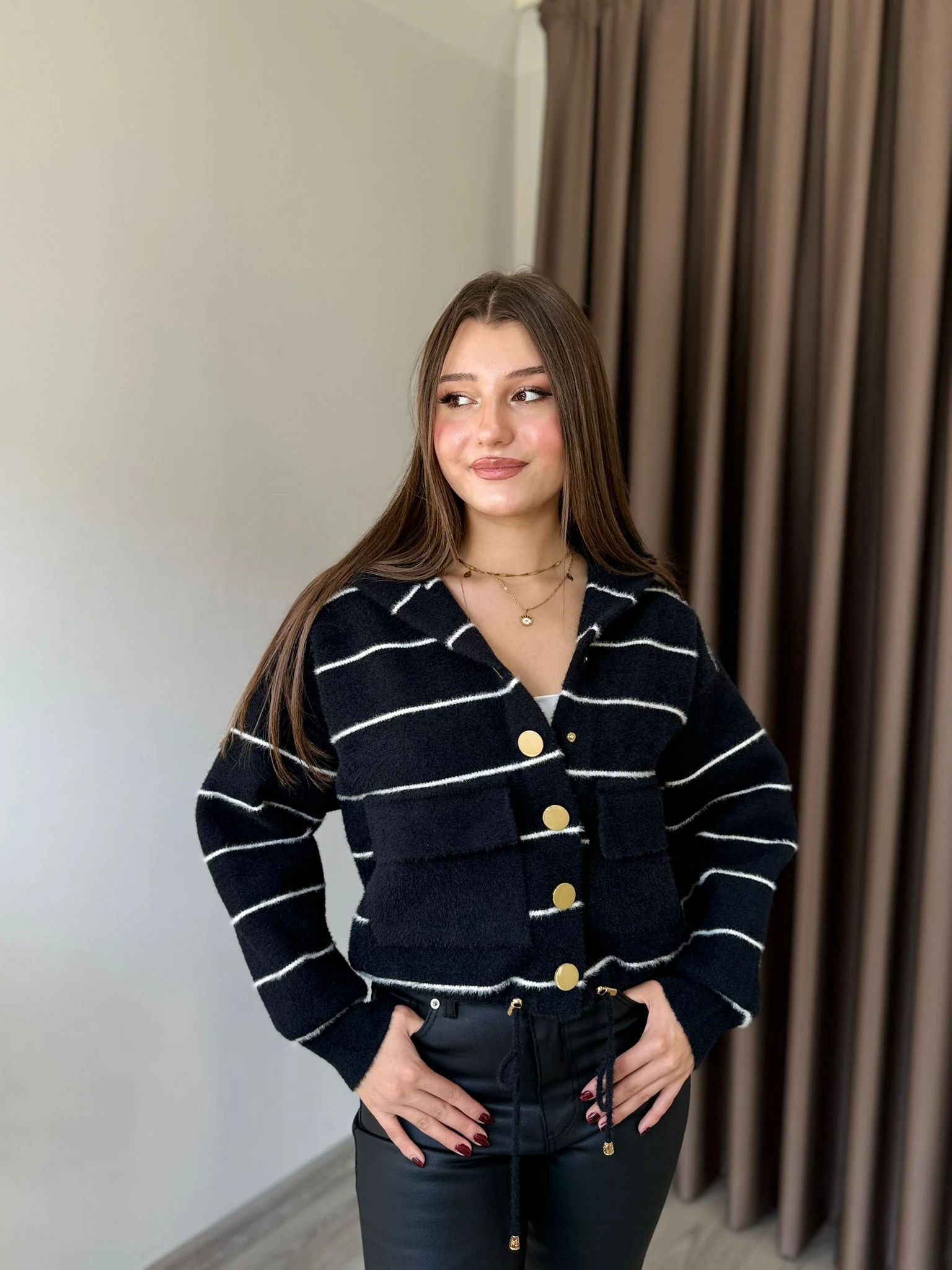 Angora Çizğili Hırka