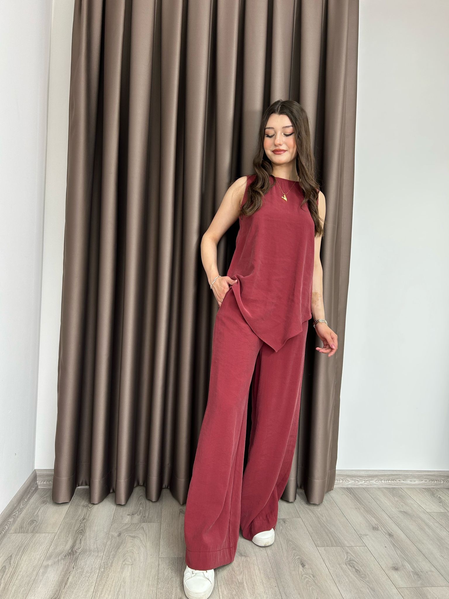 Sıfır Kol Bluz Pantolon Takım