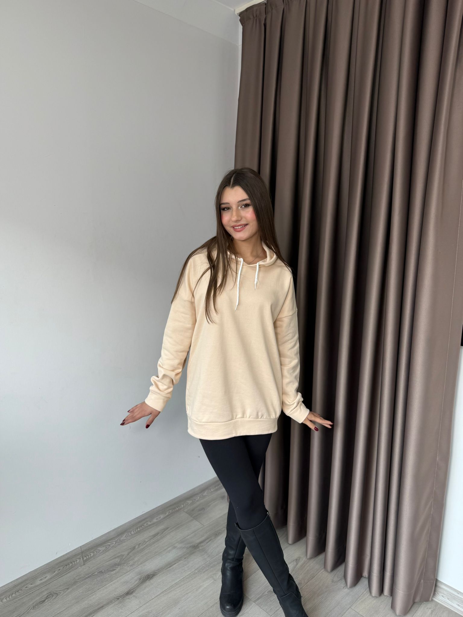 KAPİŞONLU SWEATSHİRT - Bej