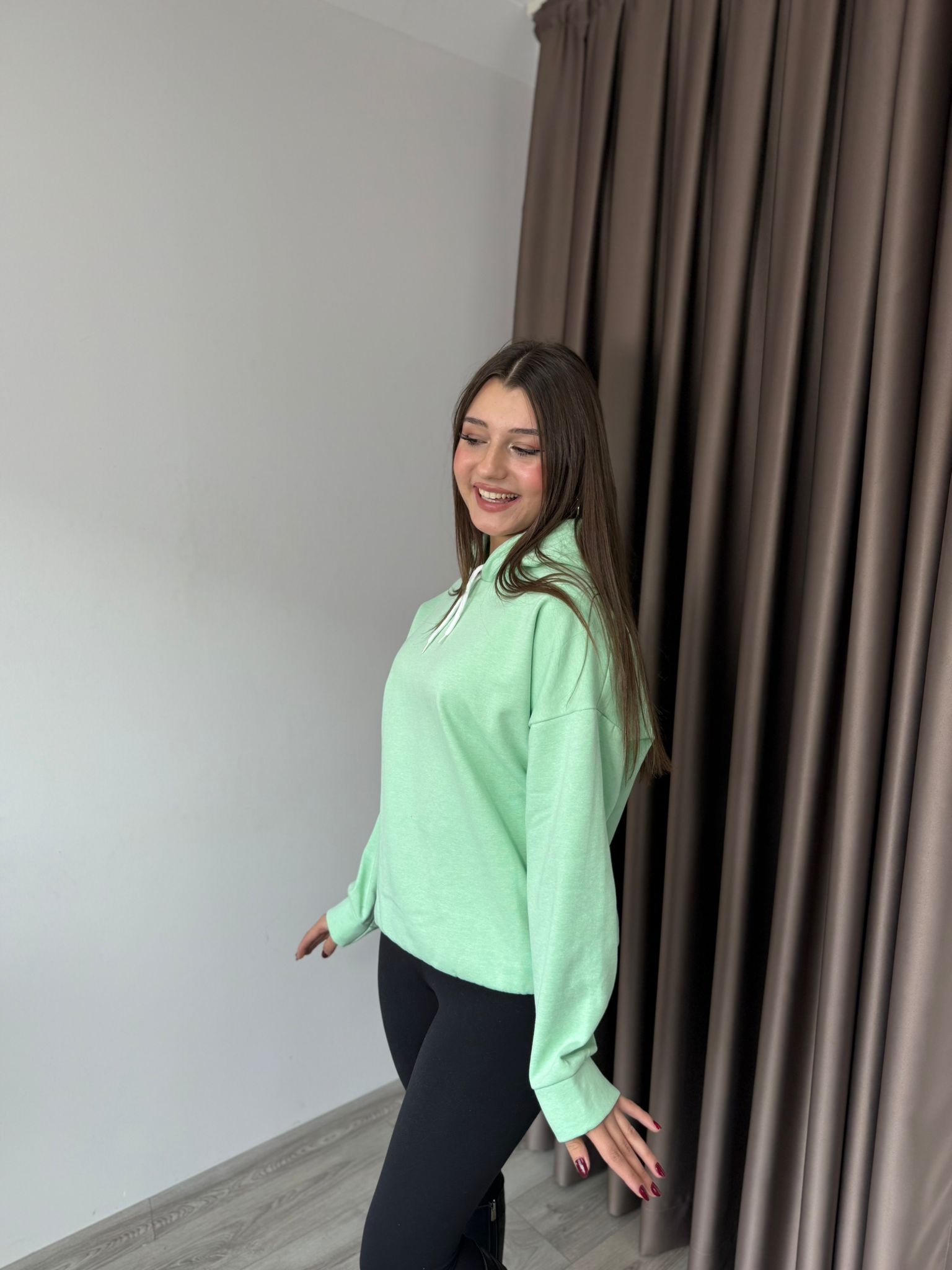 KAPİŞONLU SWEATSHİRT - Su yeşili