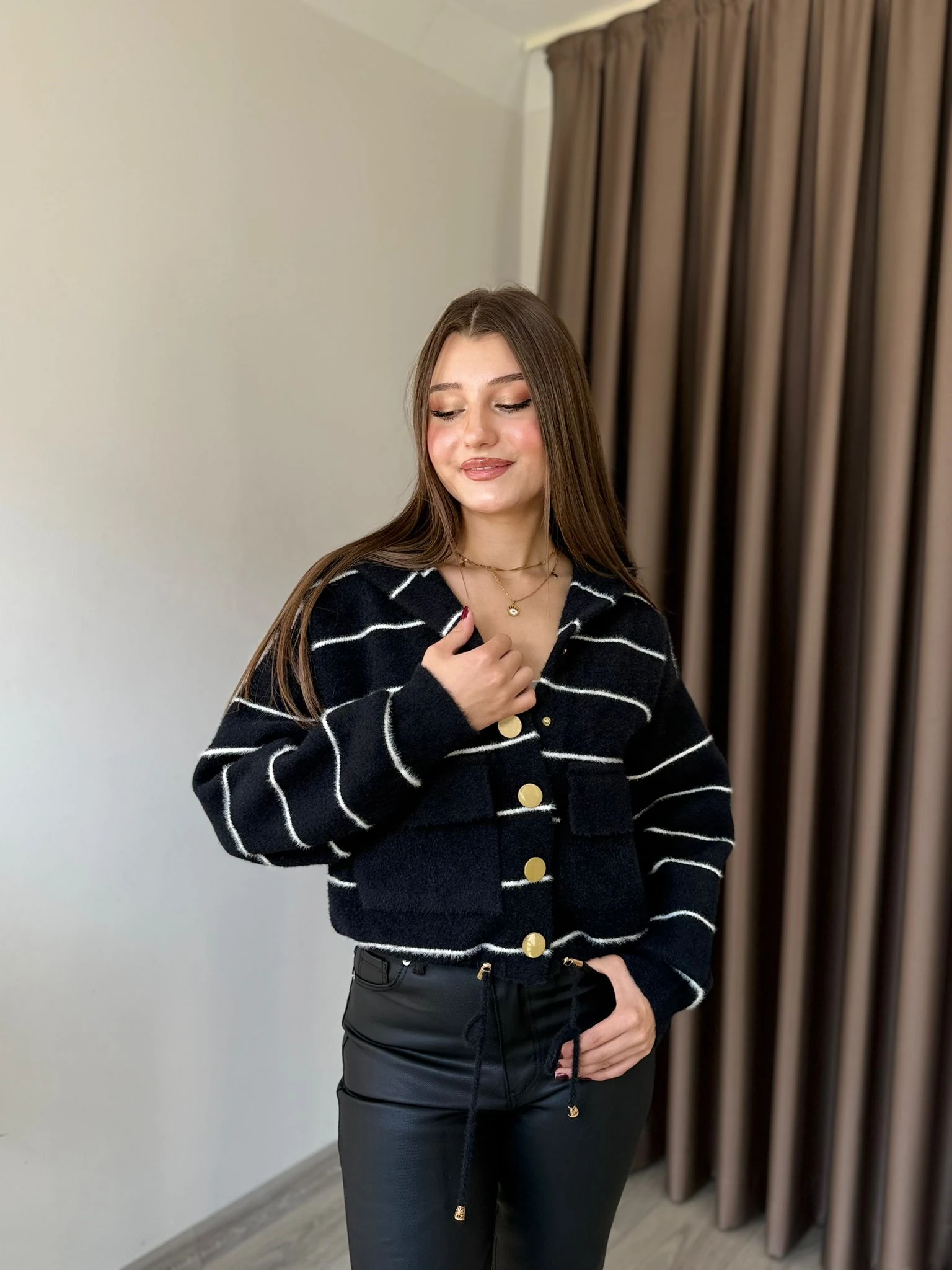 Angora Çizğili Hırka