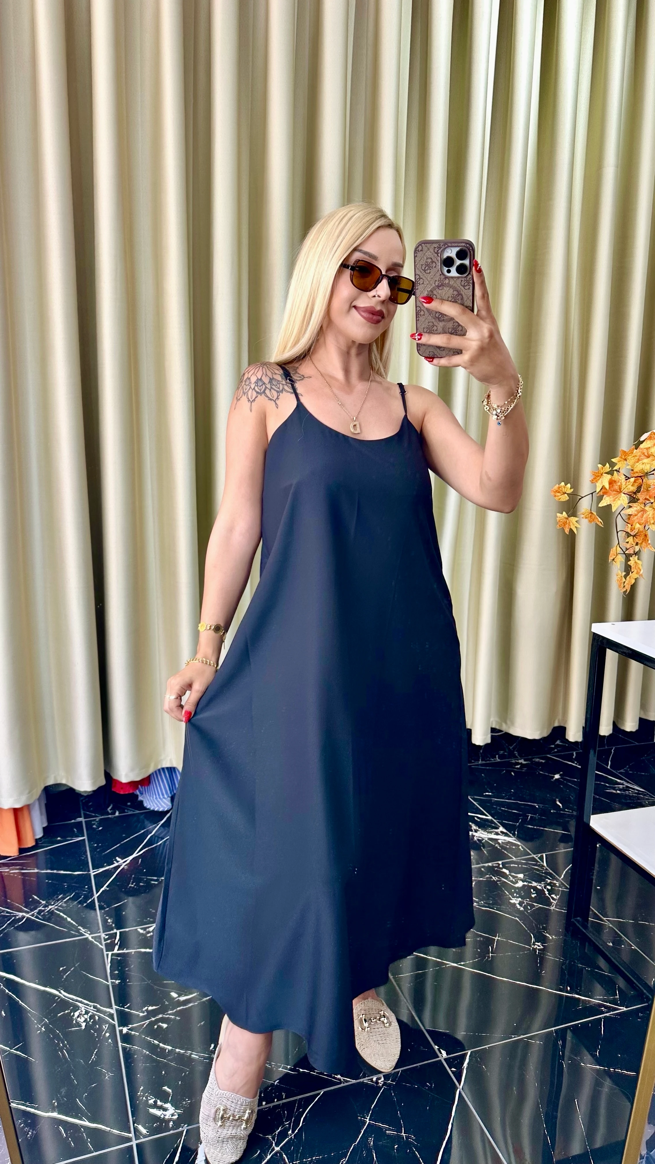 İPLİ ELBİSE - Siyah