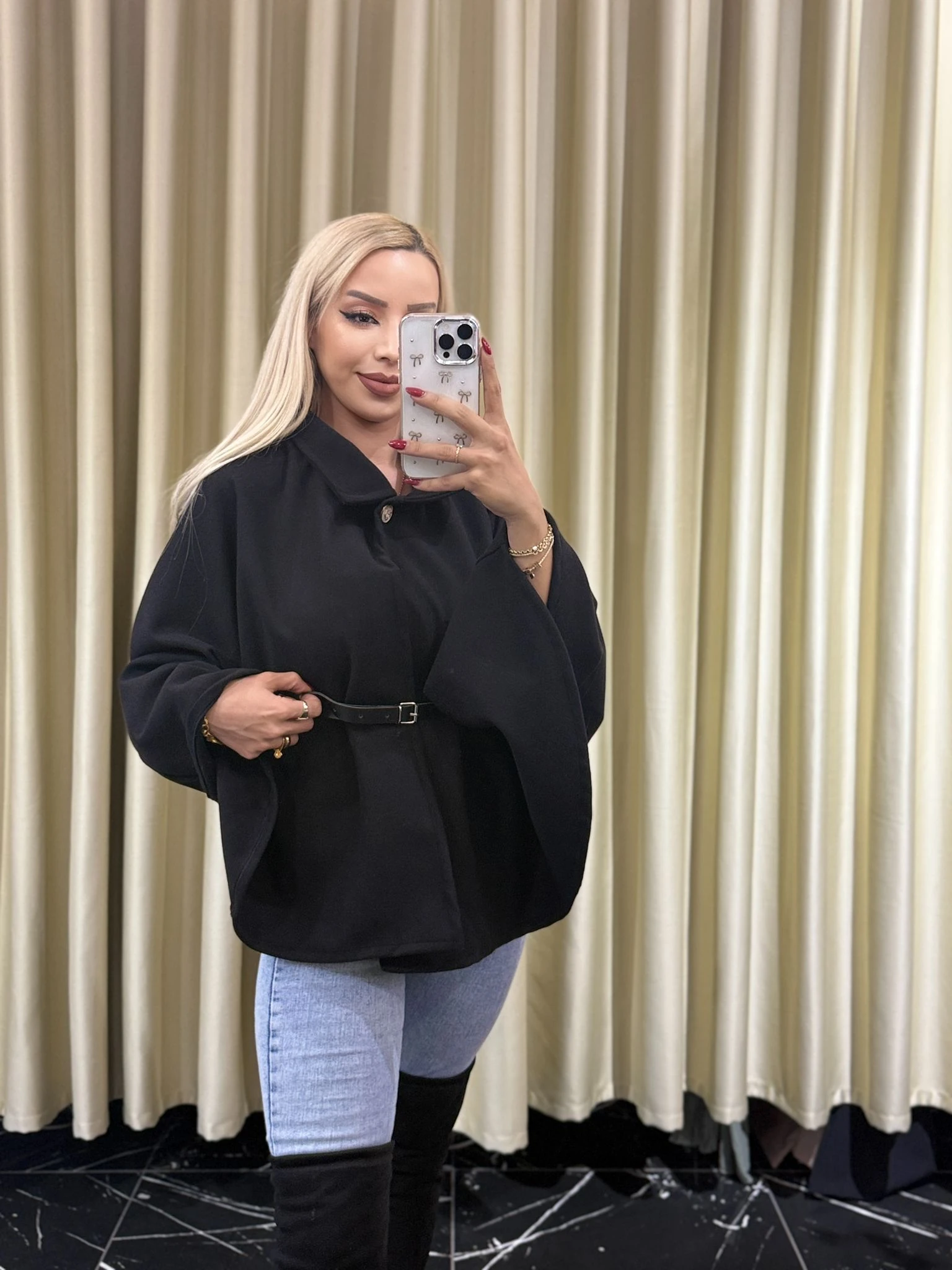 KEMERLİ KAŞE PANÇO 