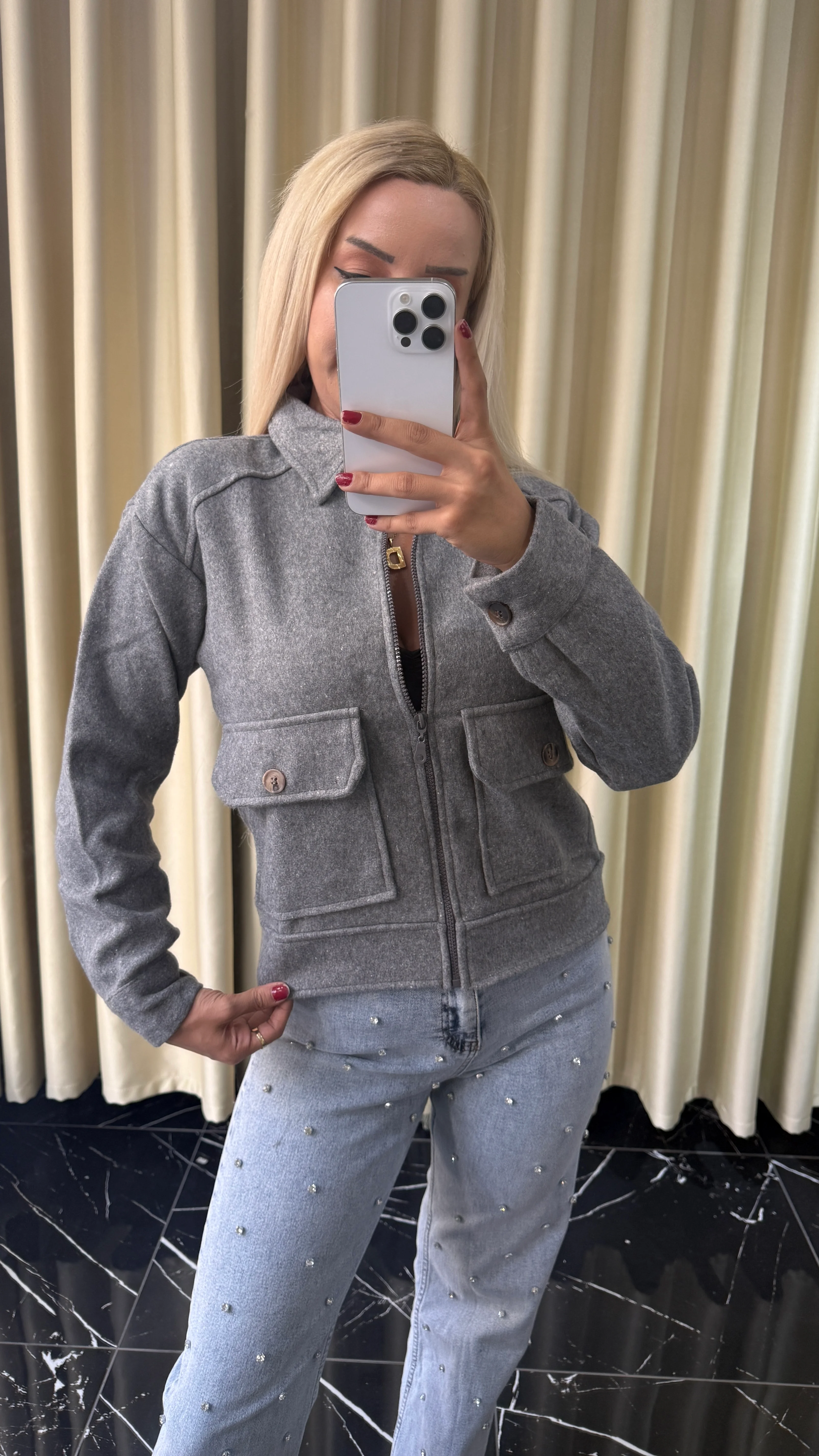 Fermuarlı Cepli Kaşe