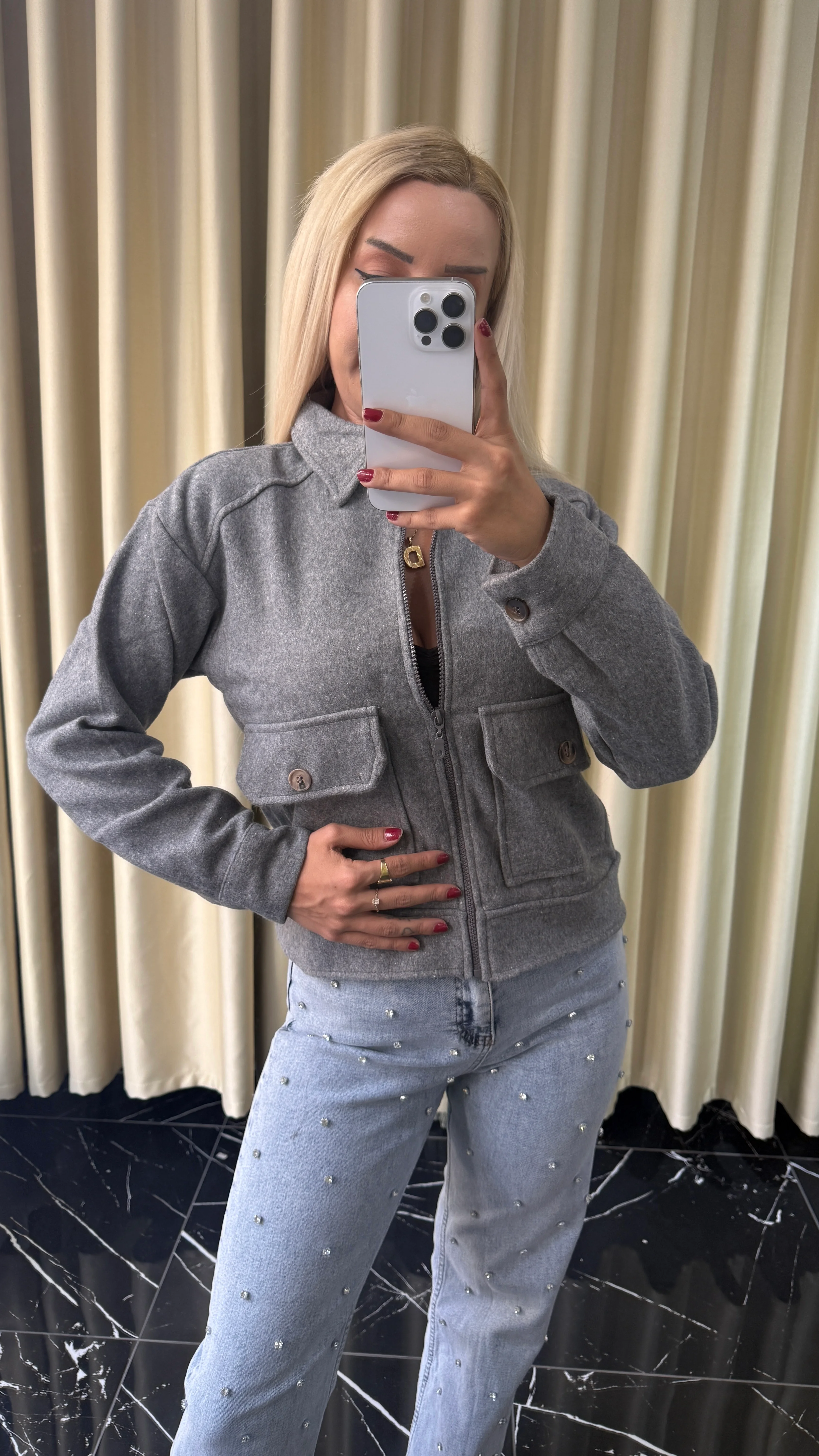 Fermuarlı Cepli Kaşe