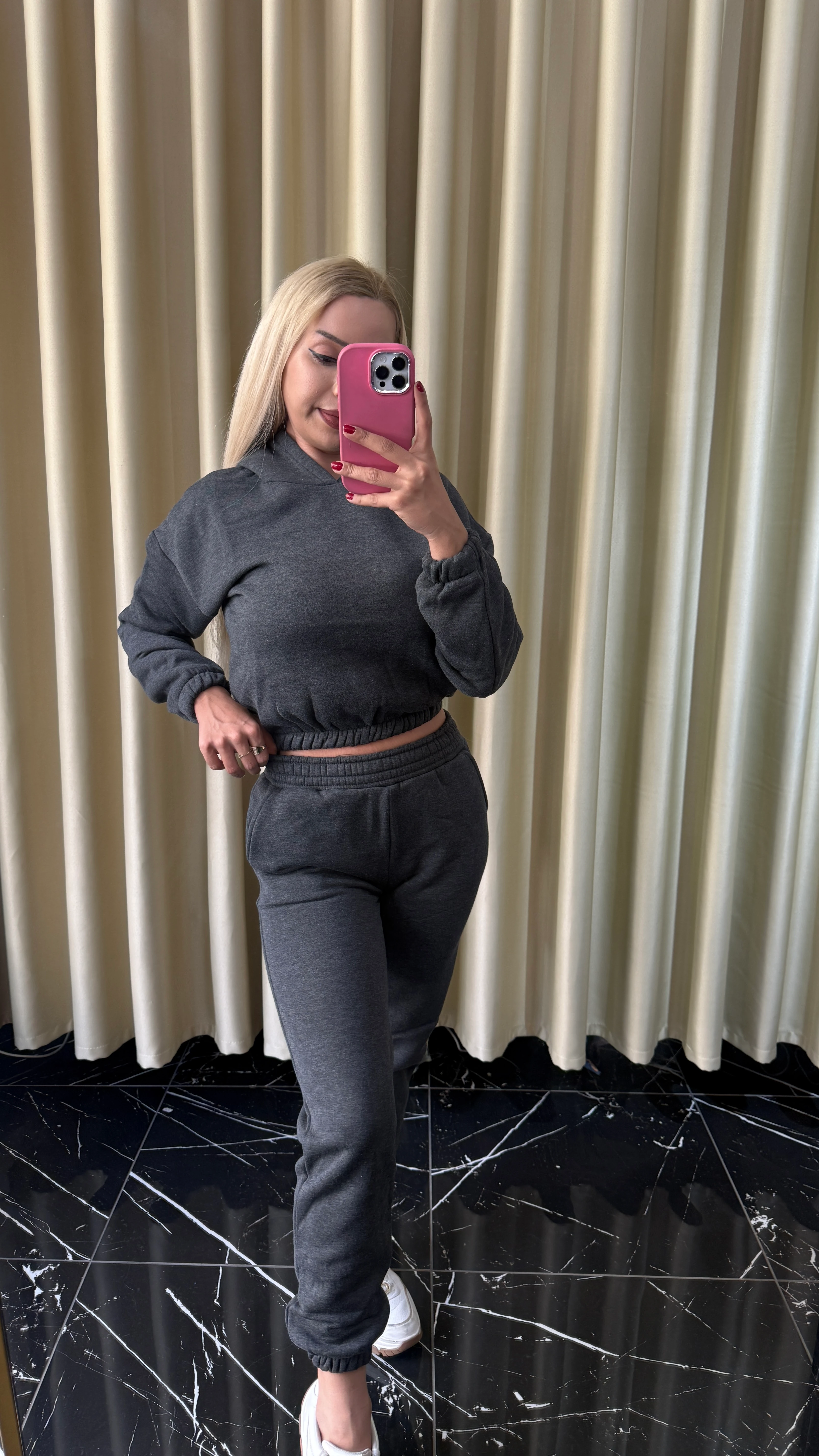 1 Alana 1 Bedava ❤️ 3 İplik Şardonlu Kapşonlu Eşofman Takımı - Antrasit