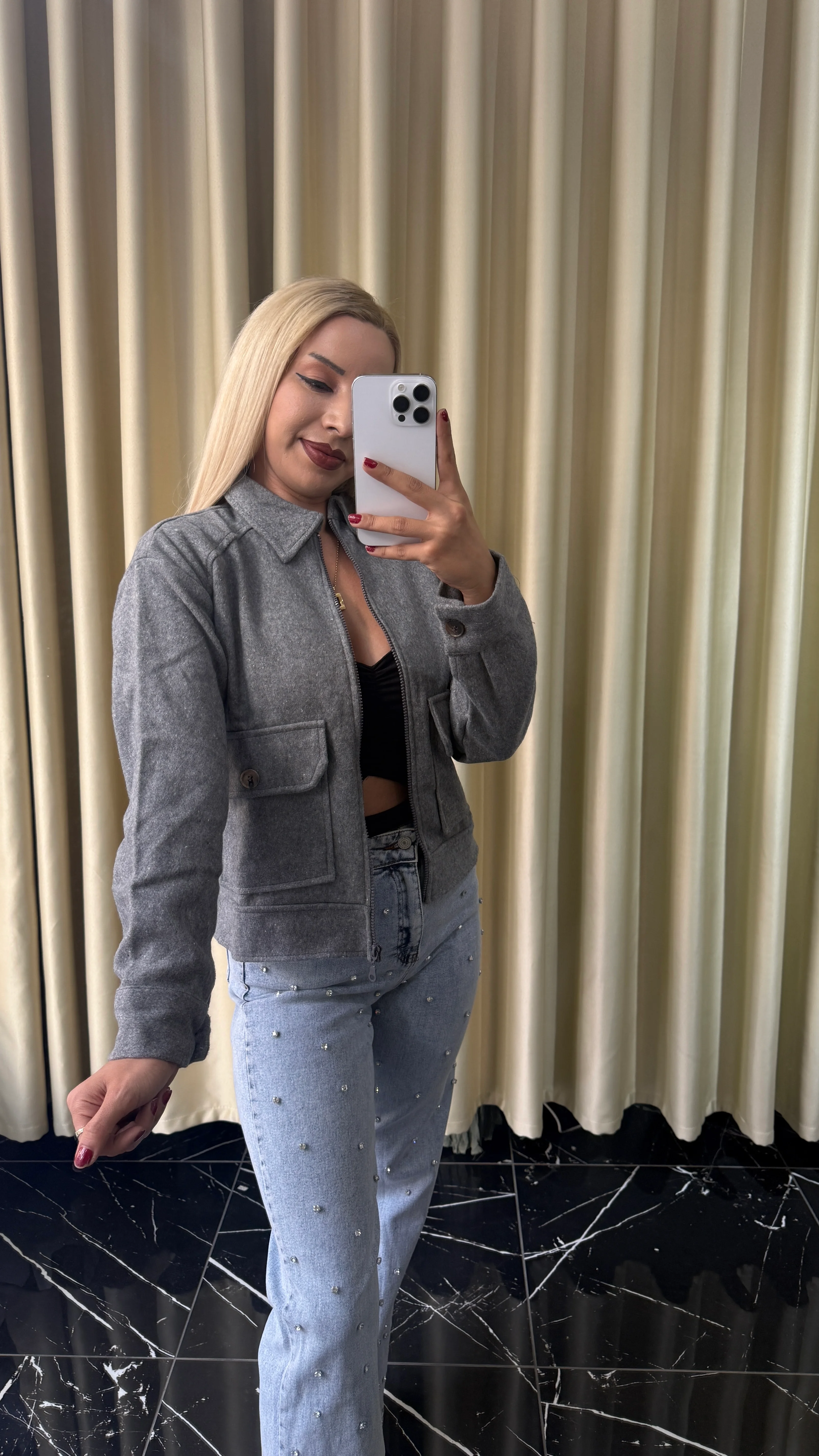 Fermuarlı Cepli Kaşe