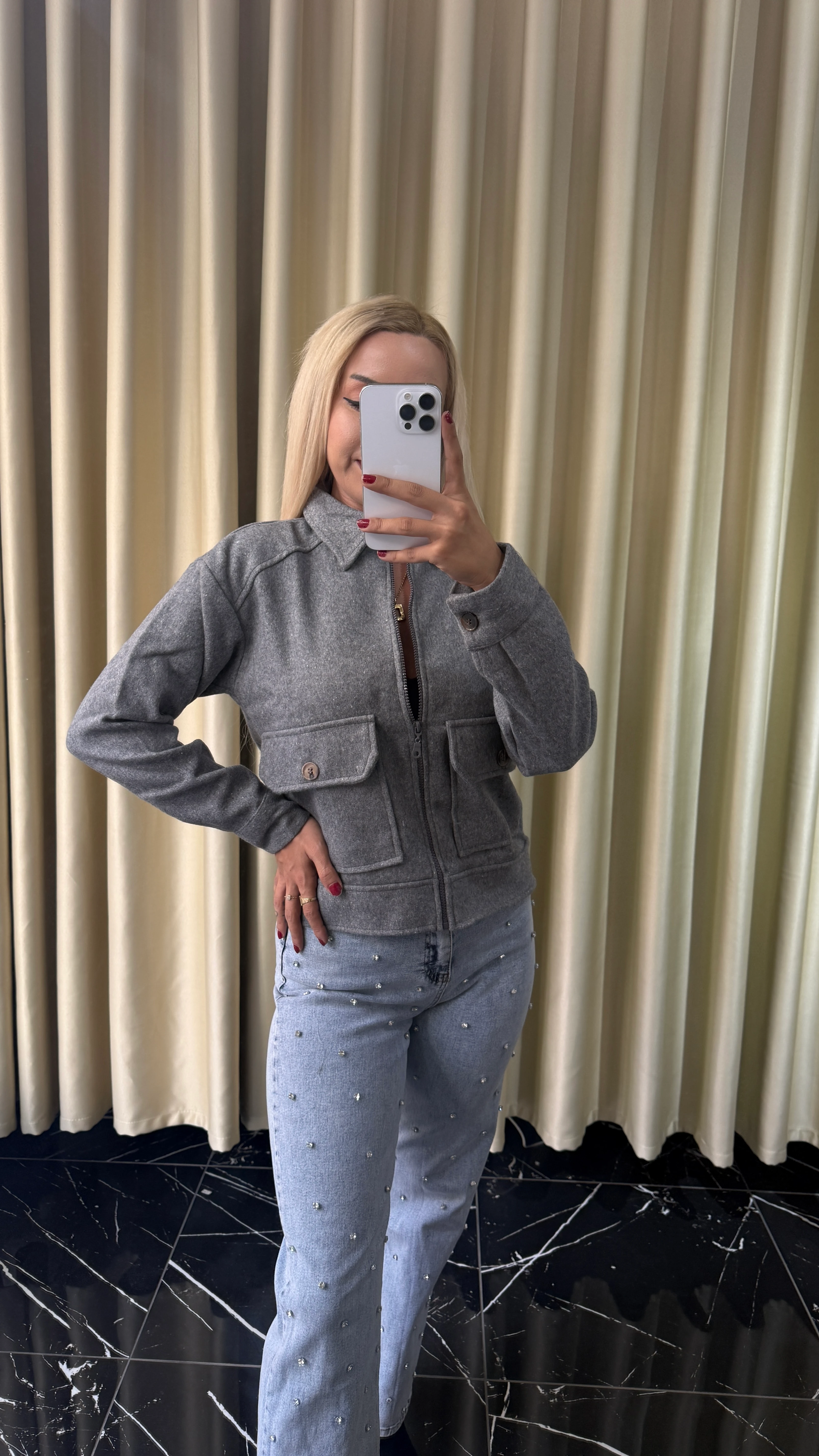 Fermuarlı Cepli Kaşe