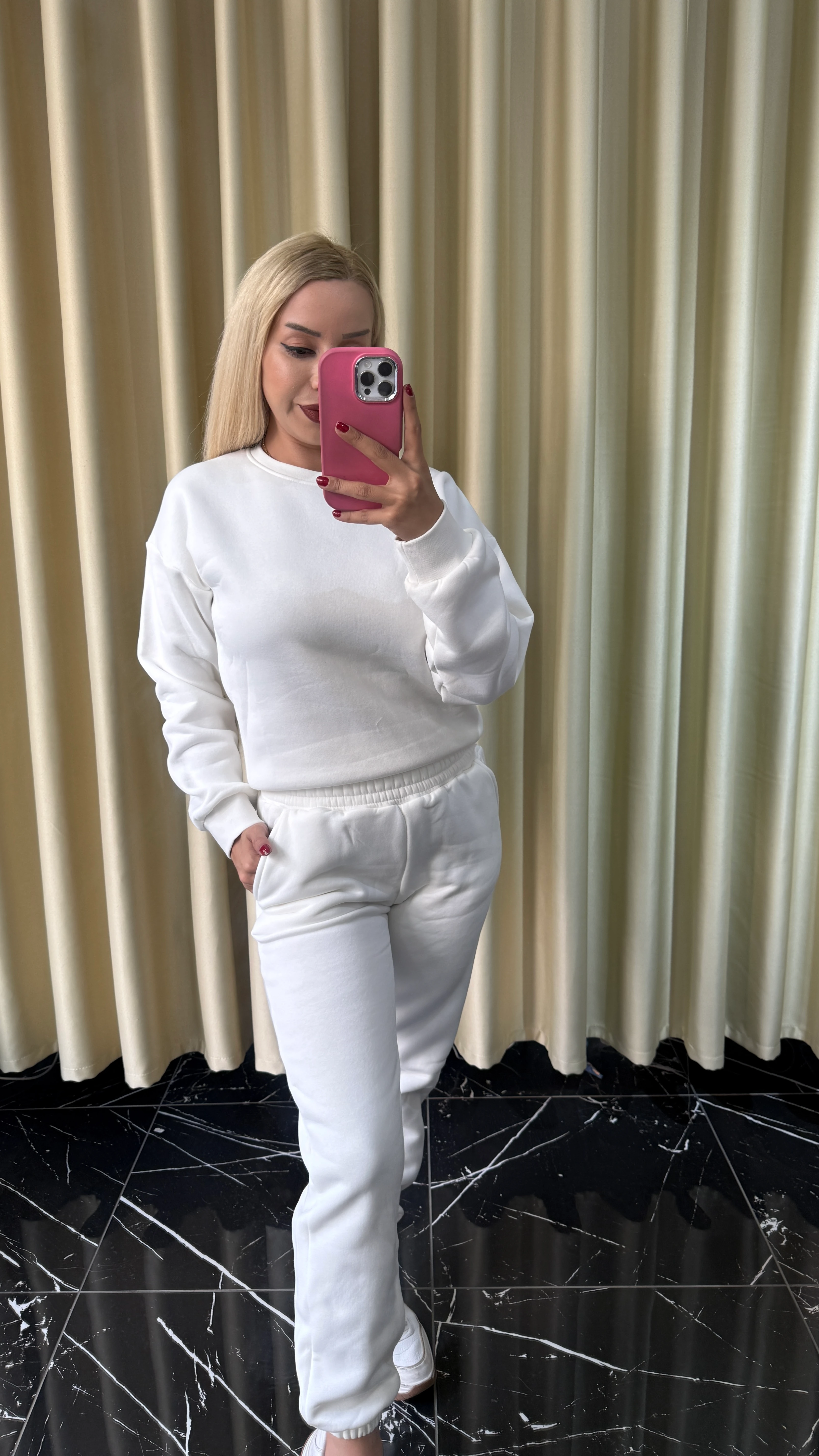 3 İplik Bisiklet Yaka Şardonlu Eşofman Takımı