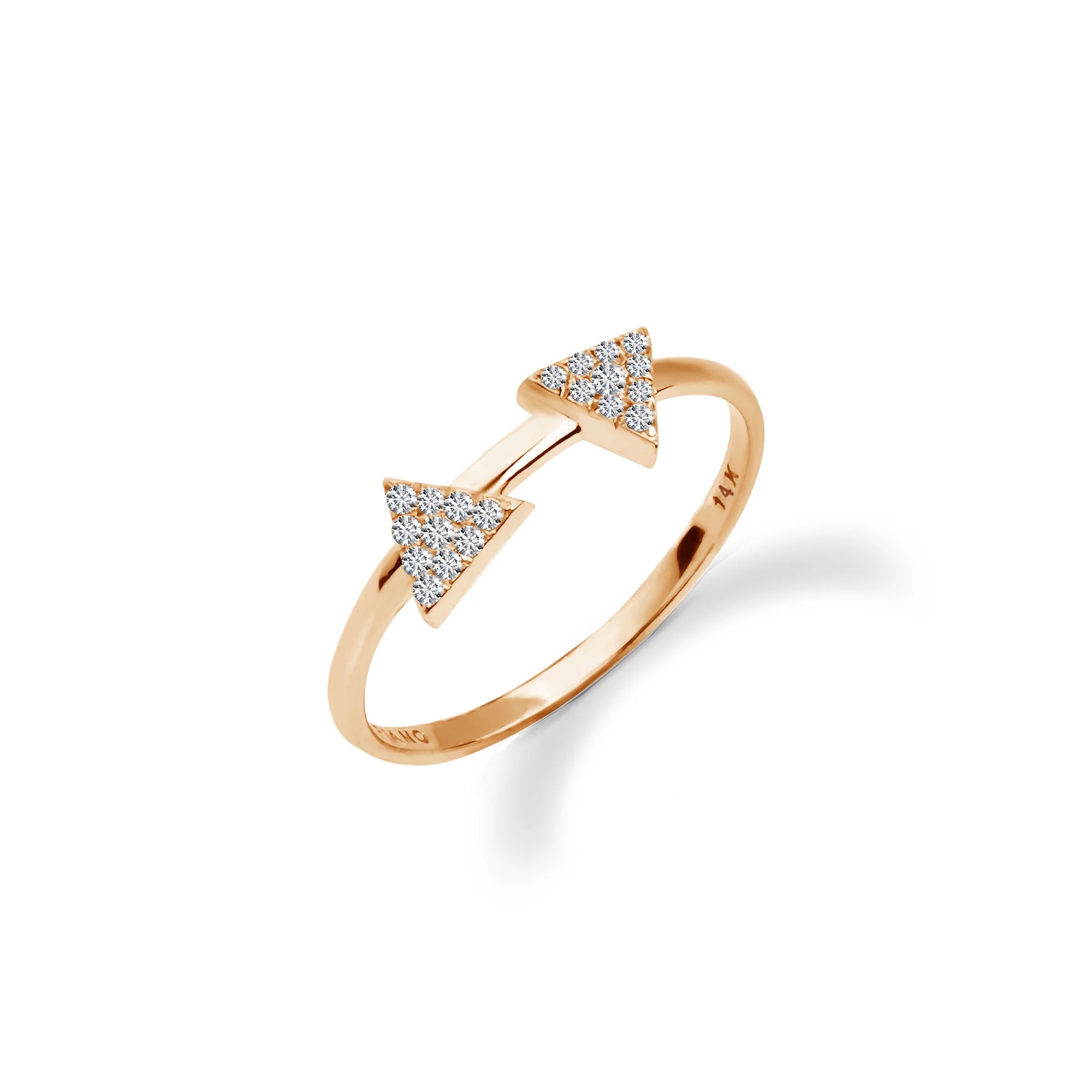 0.11 ct Asimetrik İkiz Minimal Üçgen Pırlanta Yüzük