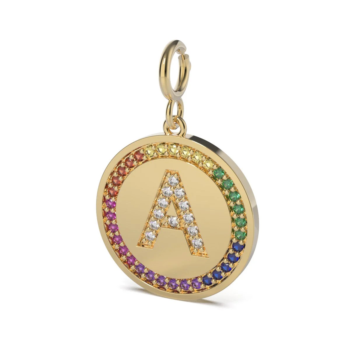 Letters Gökkuşağı Harf Sarı Altın Charm