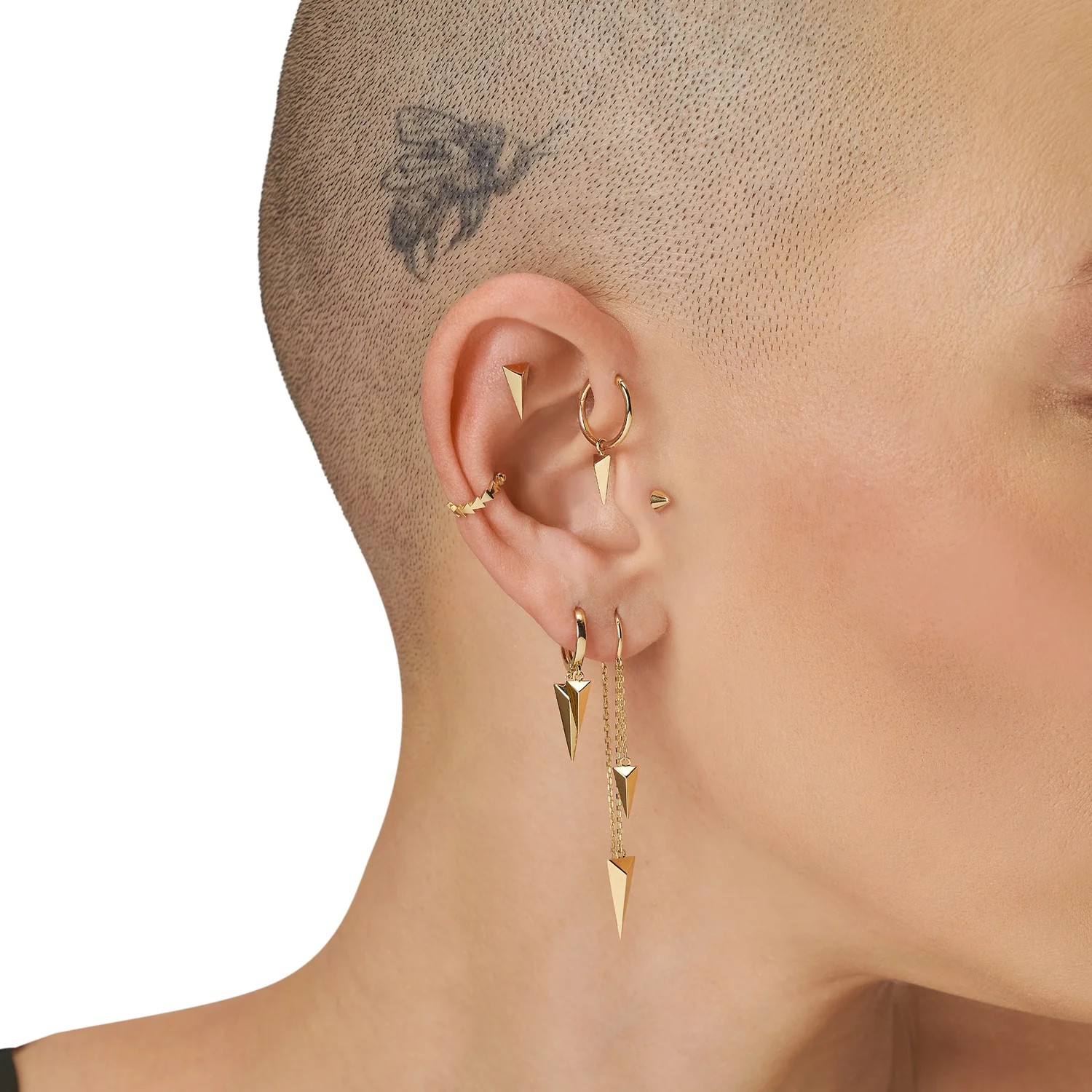 Havana Üçgen Minimalist Tek Altın Piercing