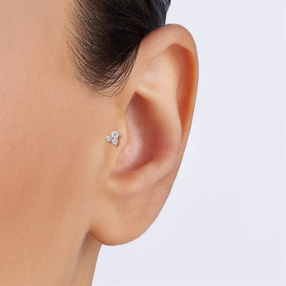 3 Tohum Pırlanta Piercing