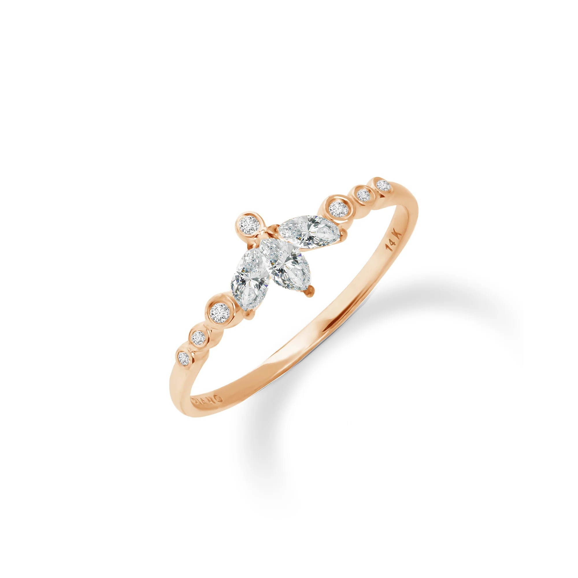 0.29 ct Çiçek Markiz Form Pırlanta Yüzük