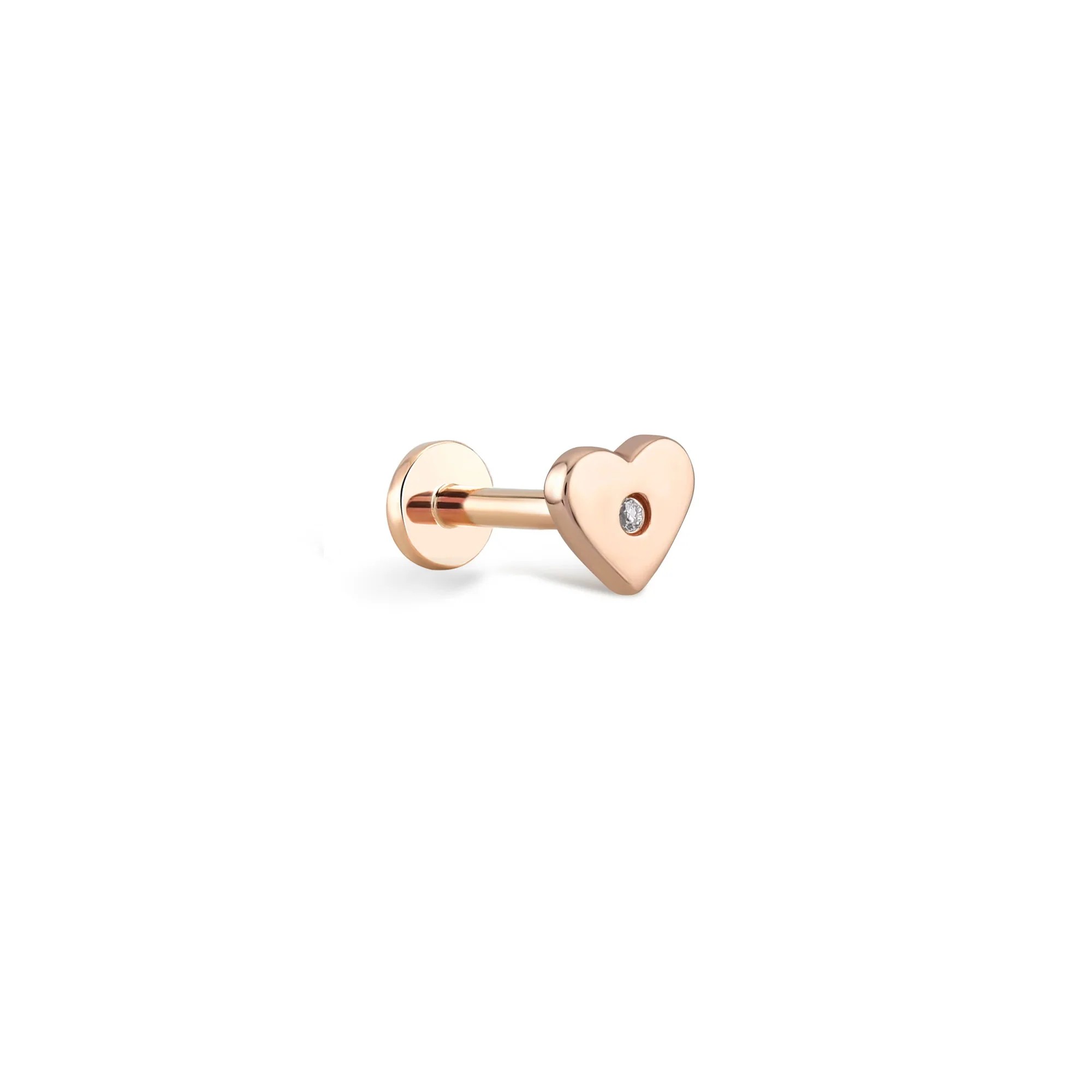 Pırlanta Tek Kalp Piercing