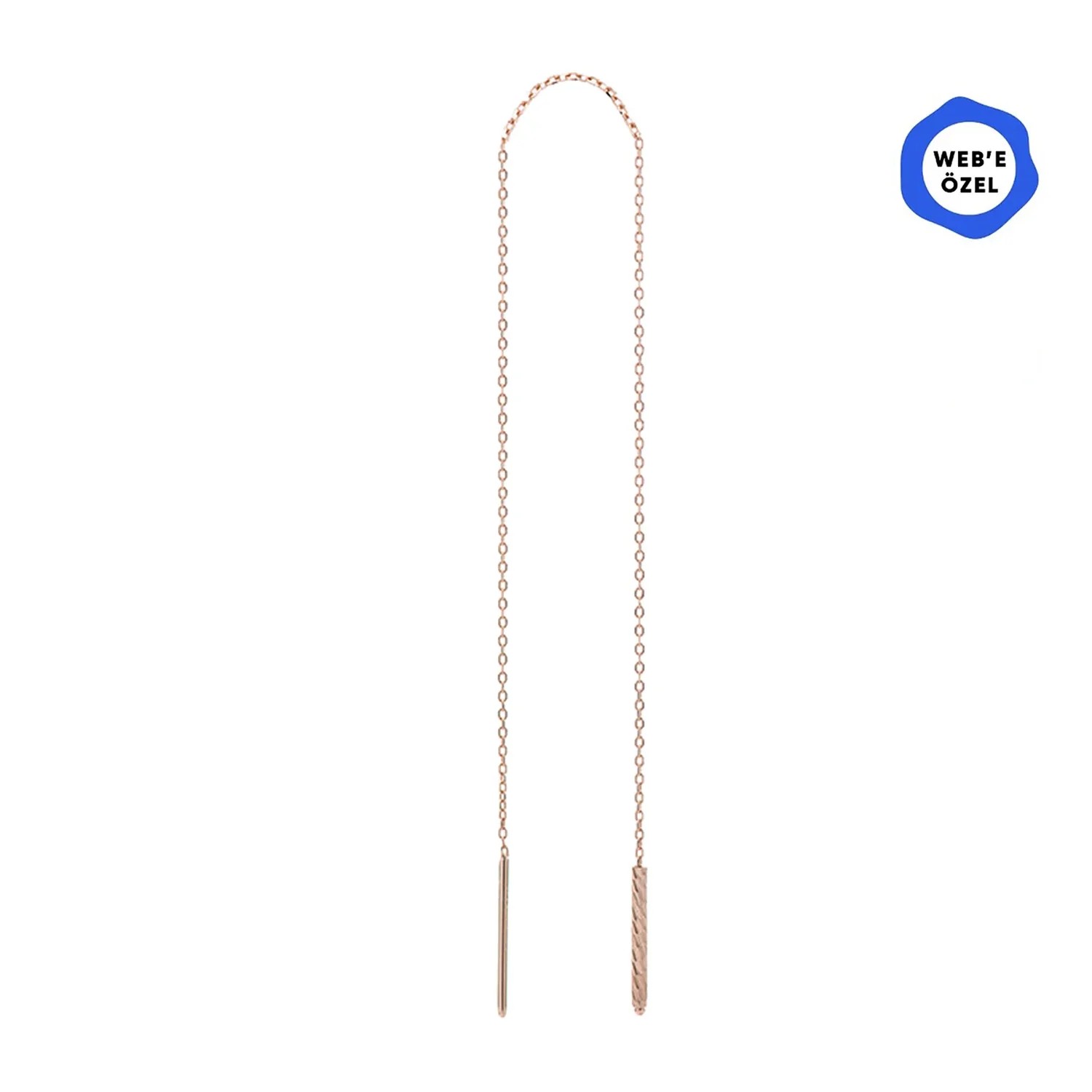 Zincir Tek Sallantılı Altın Küpe