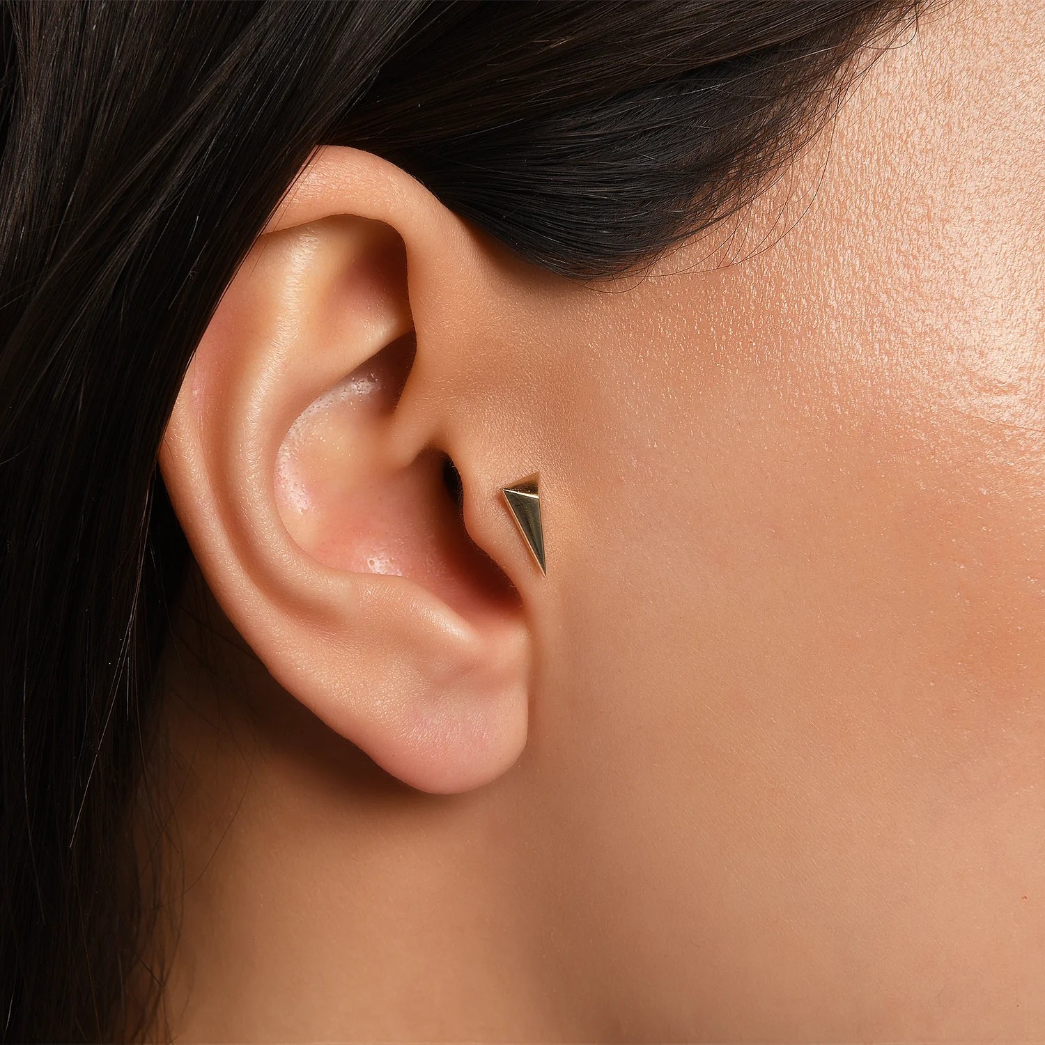 Havana Üçgen Minimalist Tek Altın Piercing
