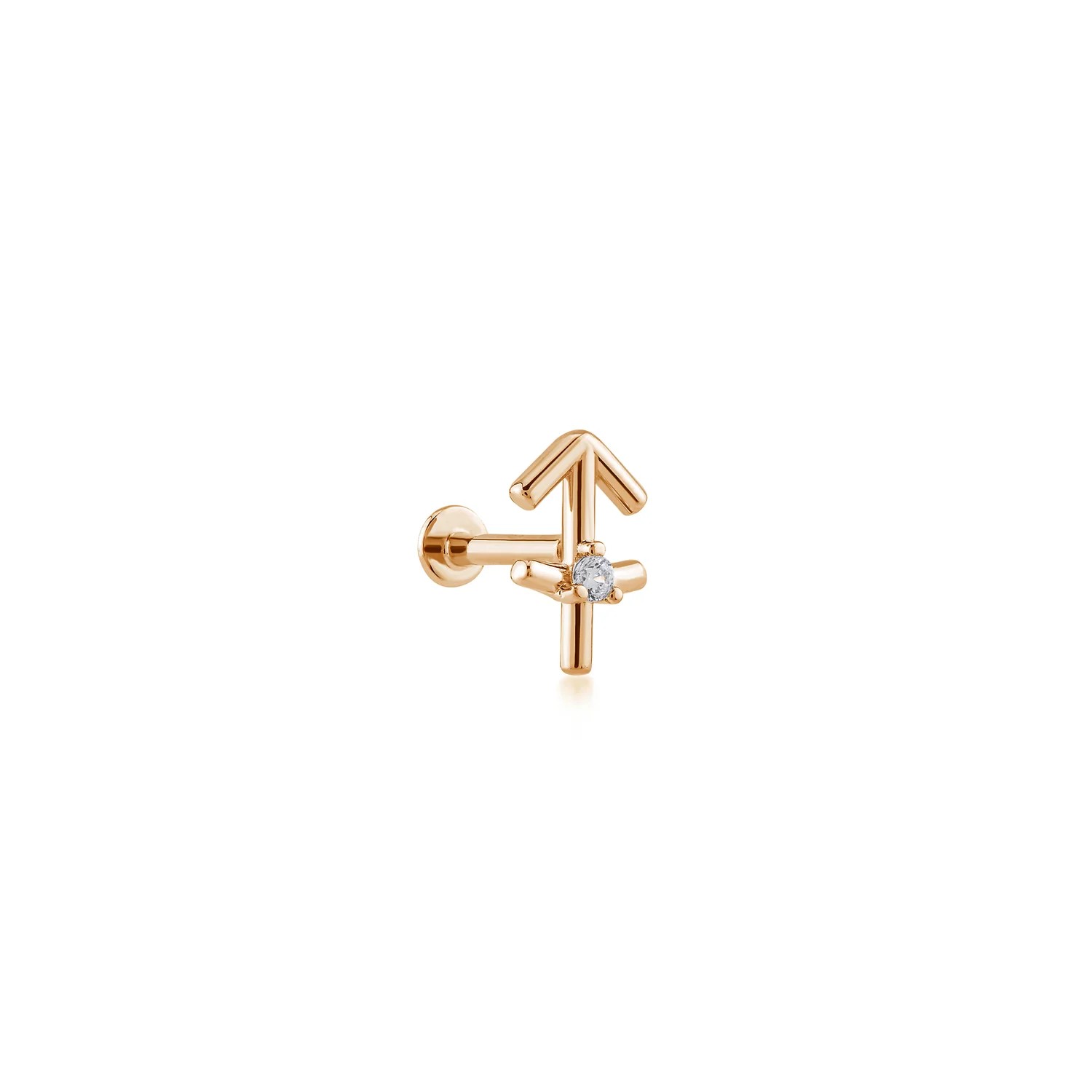 Sagittarius Yay Burcu Taşlı Altın Piercing