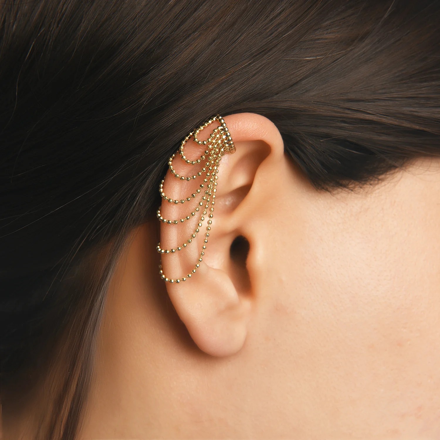 Dilruba Toplu Sıkıştırmalı Dorika Kat Kat Sallantılı Altın Halka Earcuff