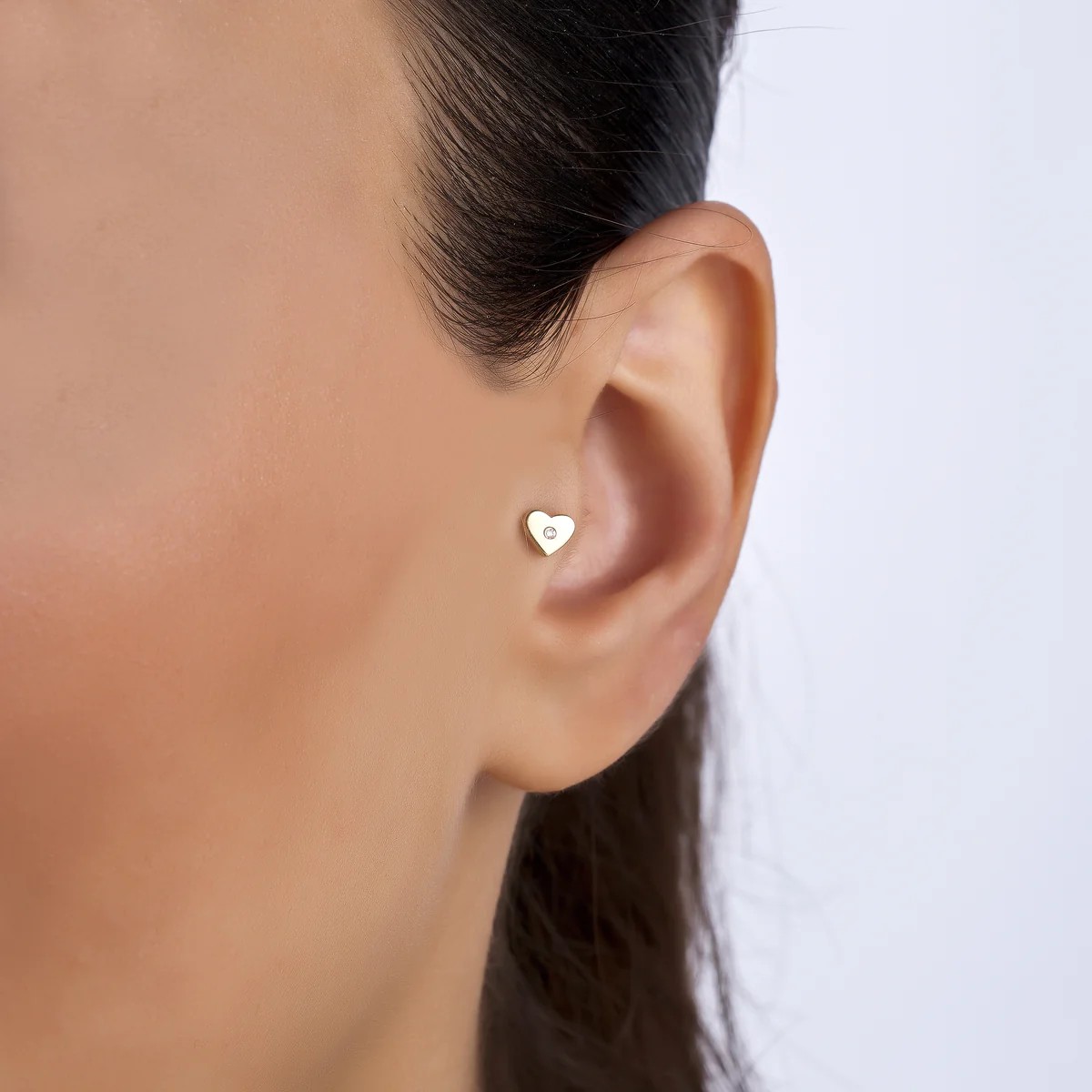 Pırlanta Tek Kalp Piercing