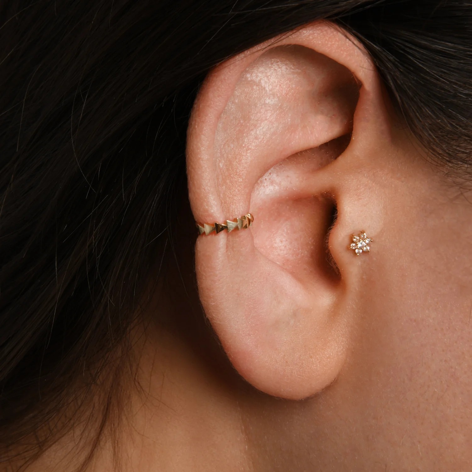 Havana Üçgen Form Tek Altın Earcuff