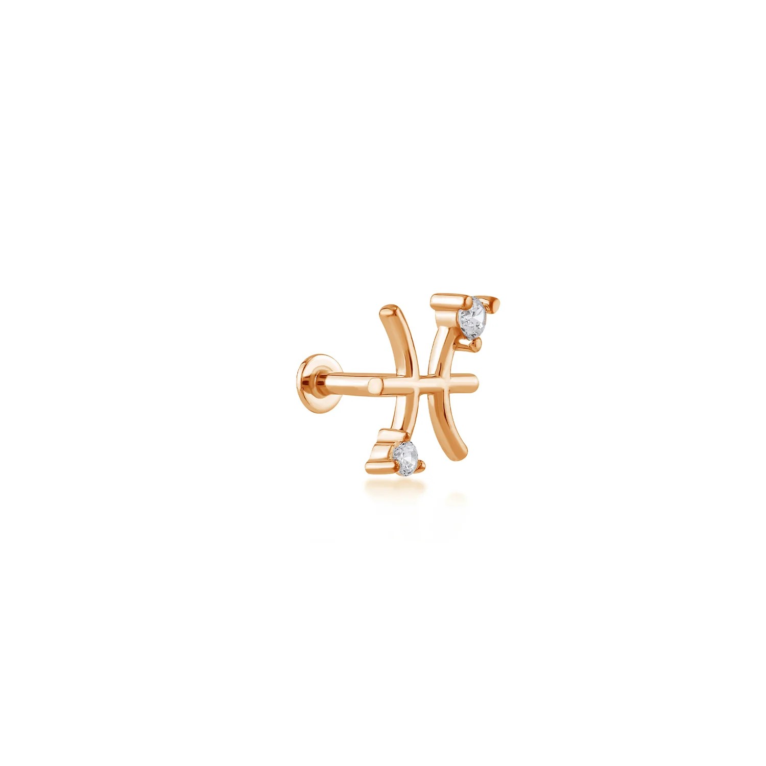 Pisces Balık Burcu Taşlı Altın Piercing