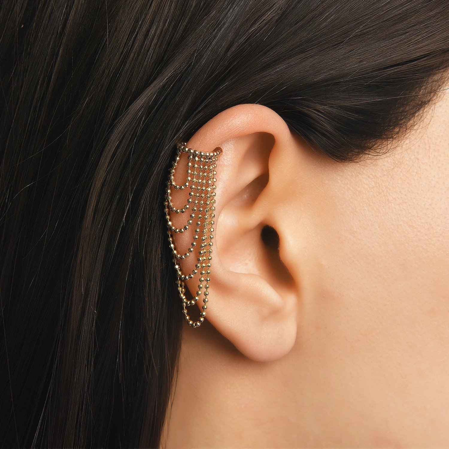 Dilruba Toplu Sıkıştırmalı Dorika Kat Kat Sallantılı Altın Halka Earcuff