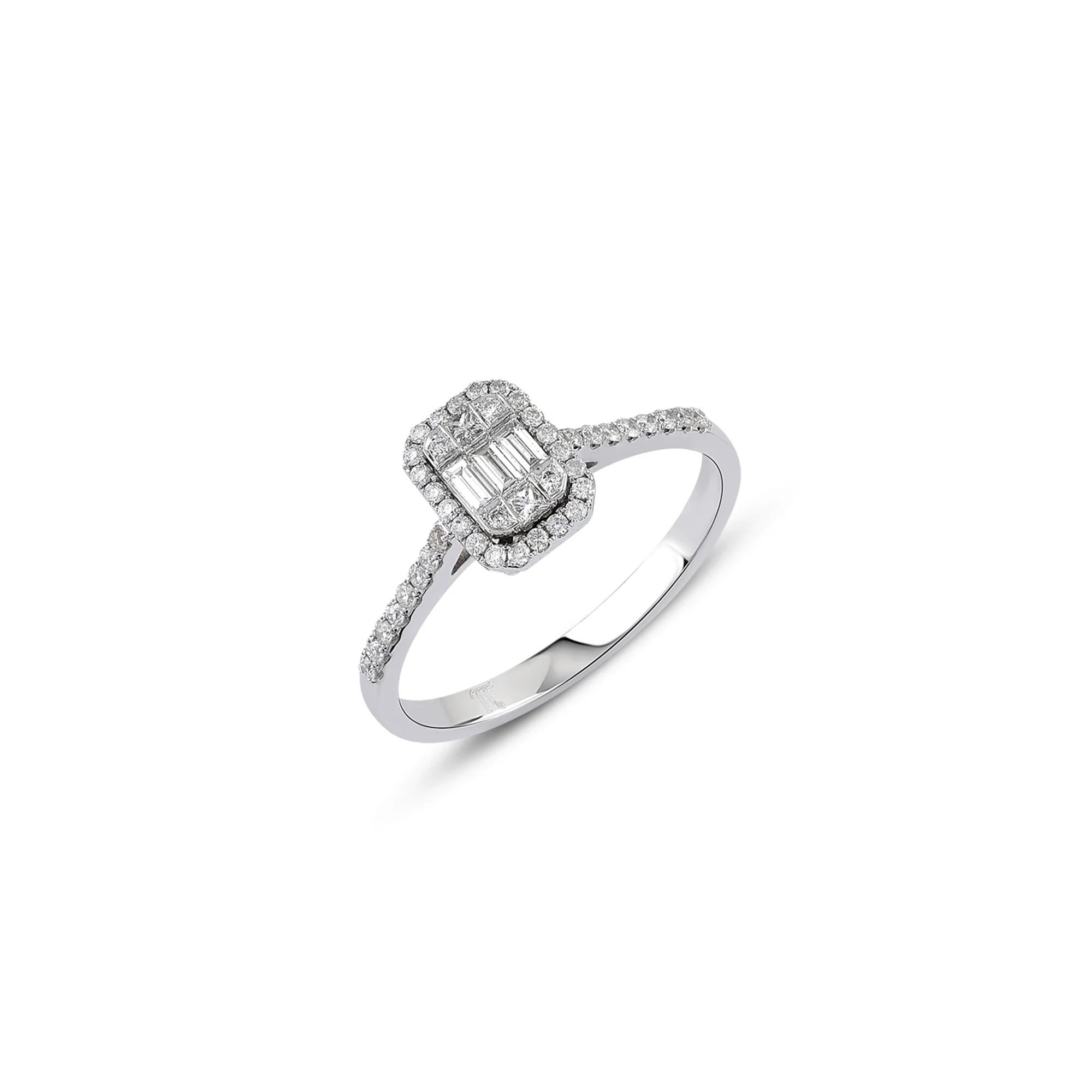0.32 ct Yan Taşlı Pırlanta Baget Yüzük