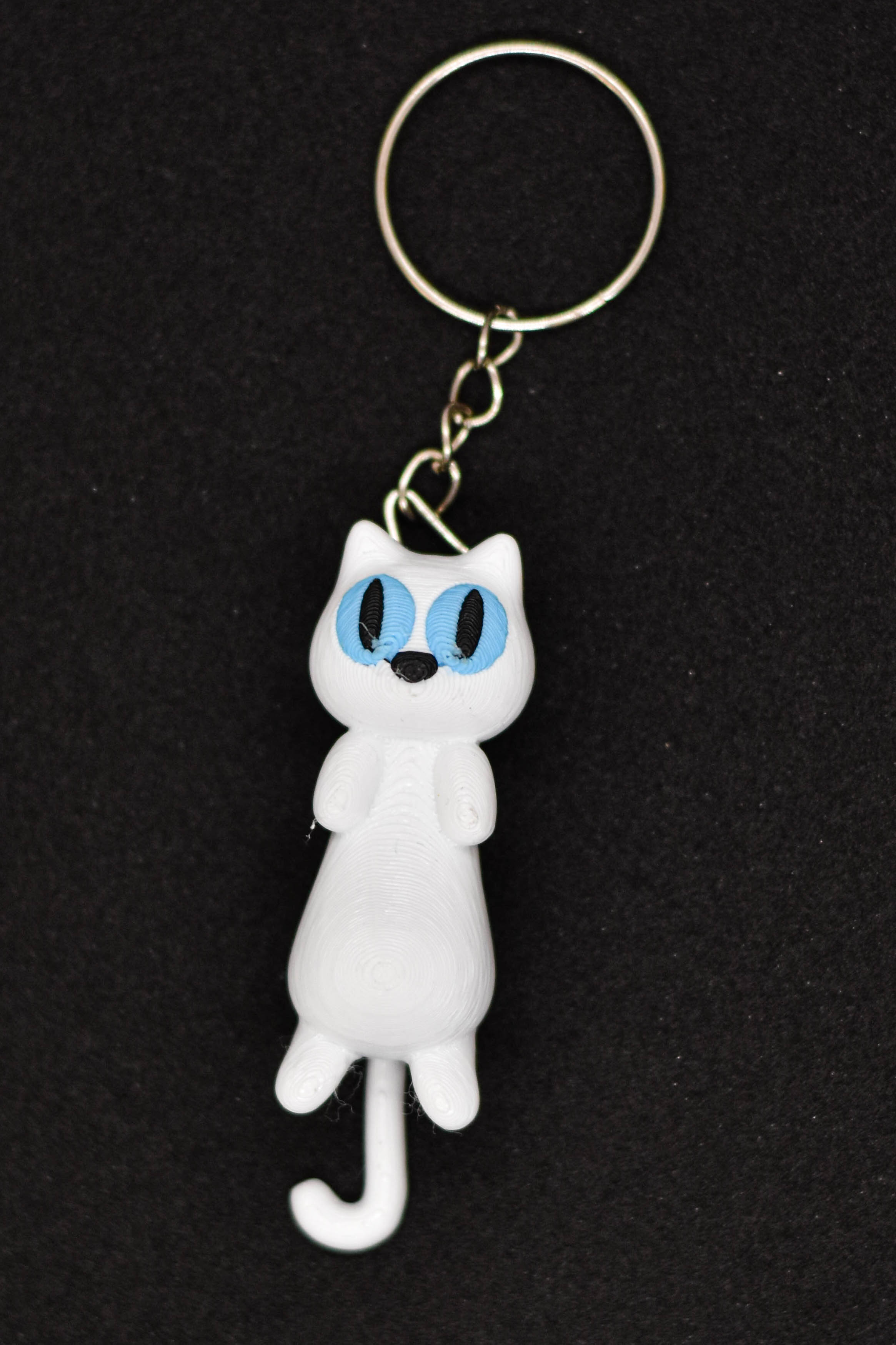 Patili Dost Anahtarlık - 3D Baskı Mavi Gözlü Kedi Figürü