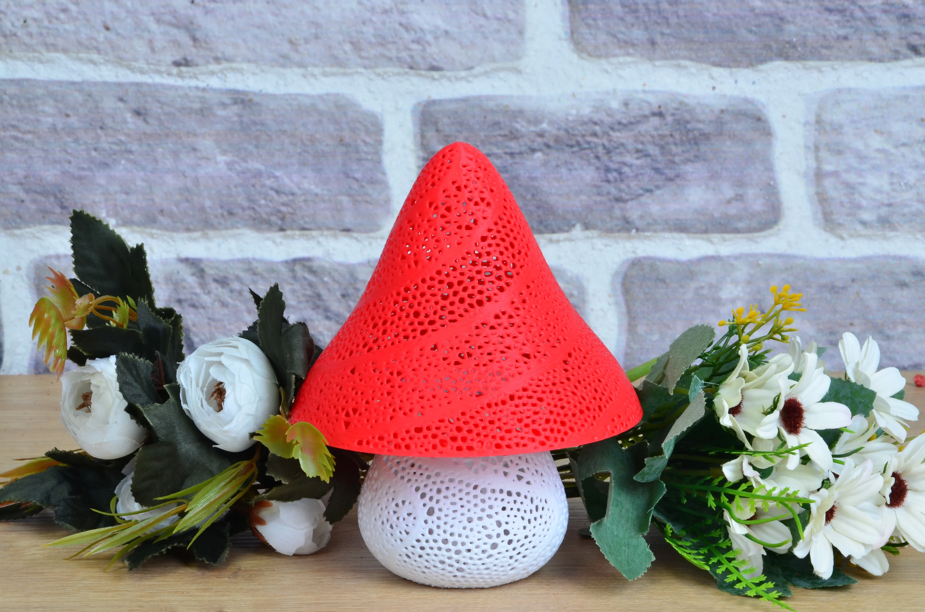 Dantel Desenli Mantar Abajur - 3D Baskı Romantik Masa Lambası