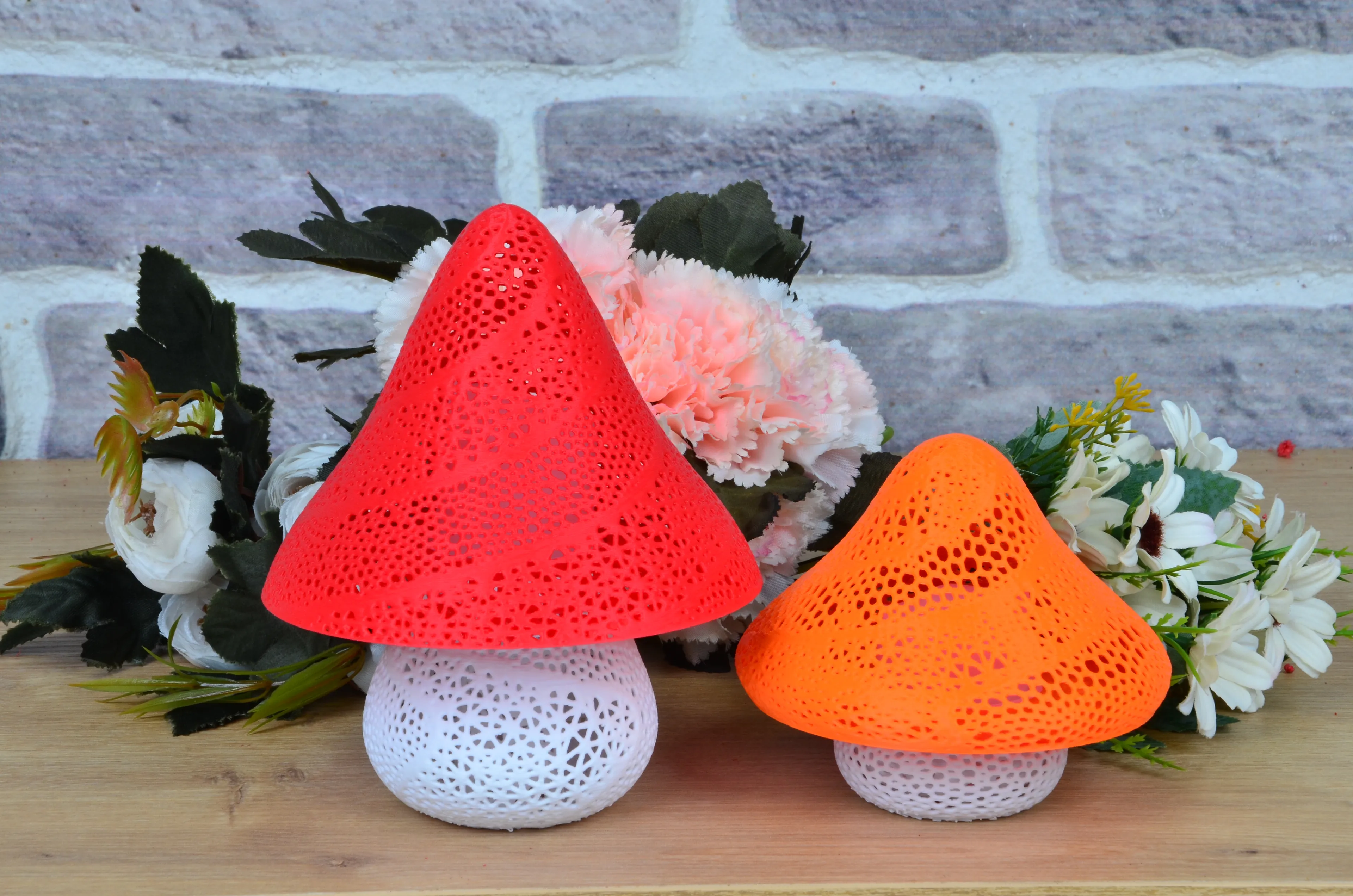 Dantel Desenli Mantar Abajur - 3D Baskı Romantik Masa Lambası