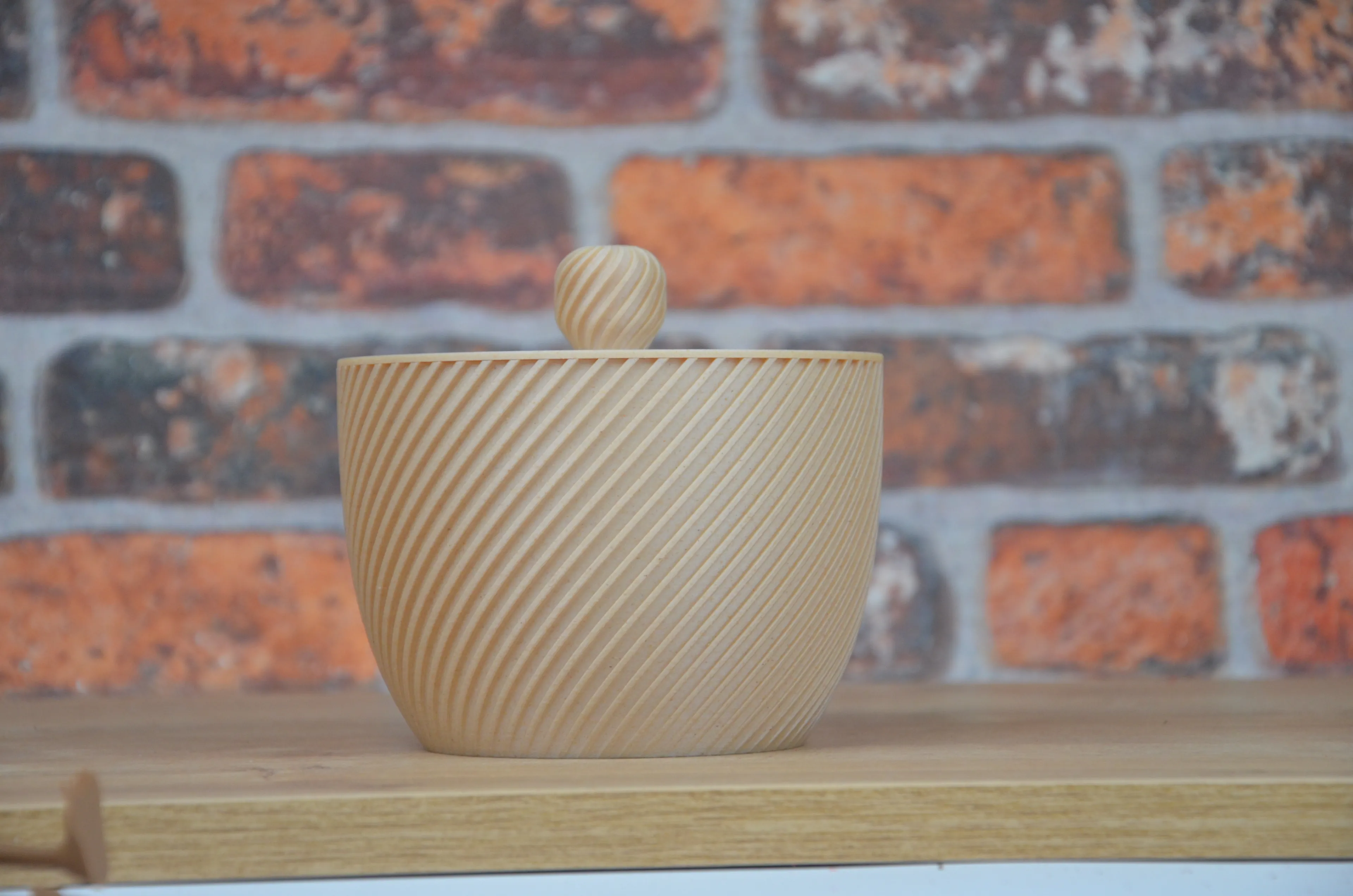 İskandinav Tasarım Yivli Kase - 3D Baskı Ahşap Dokulu Ev Dekoru