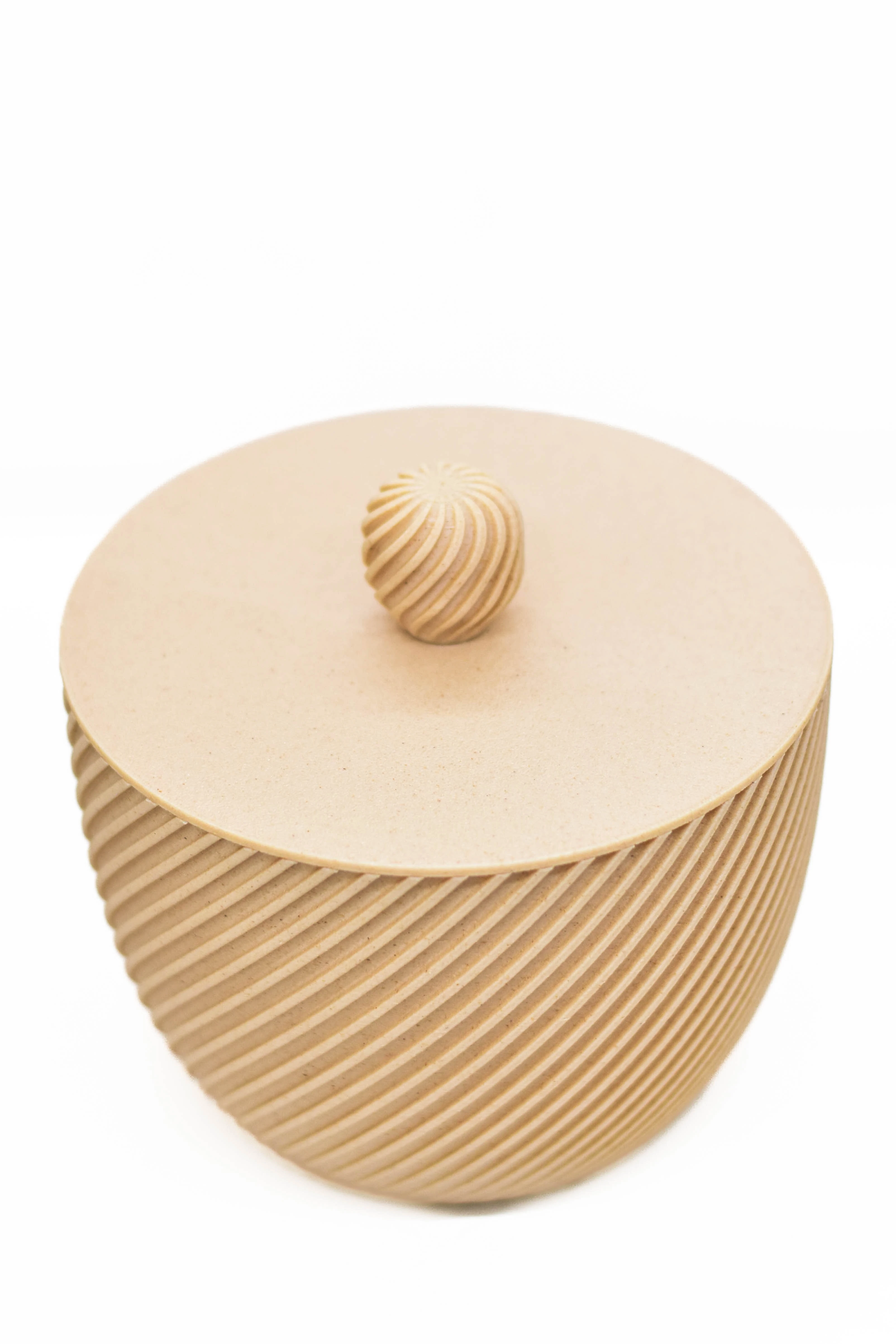 İskandinav Tasarım Yivli Kase - 3D Baskı Ahşap Dokulu Ev Dekoru