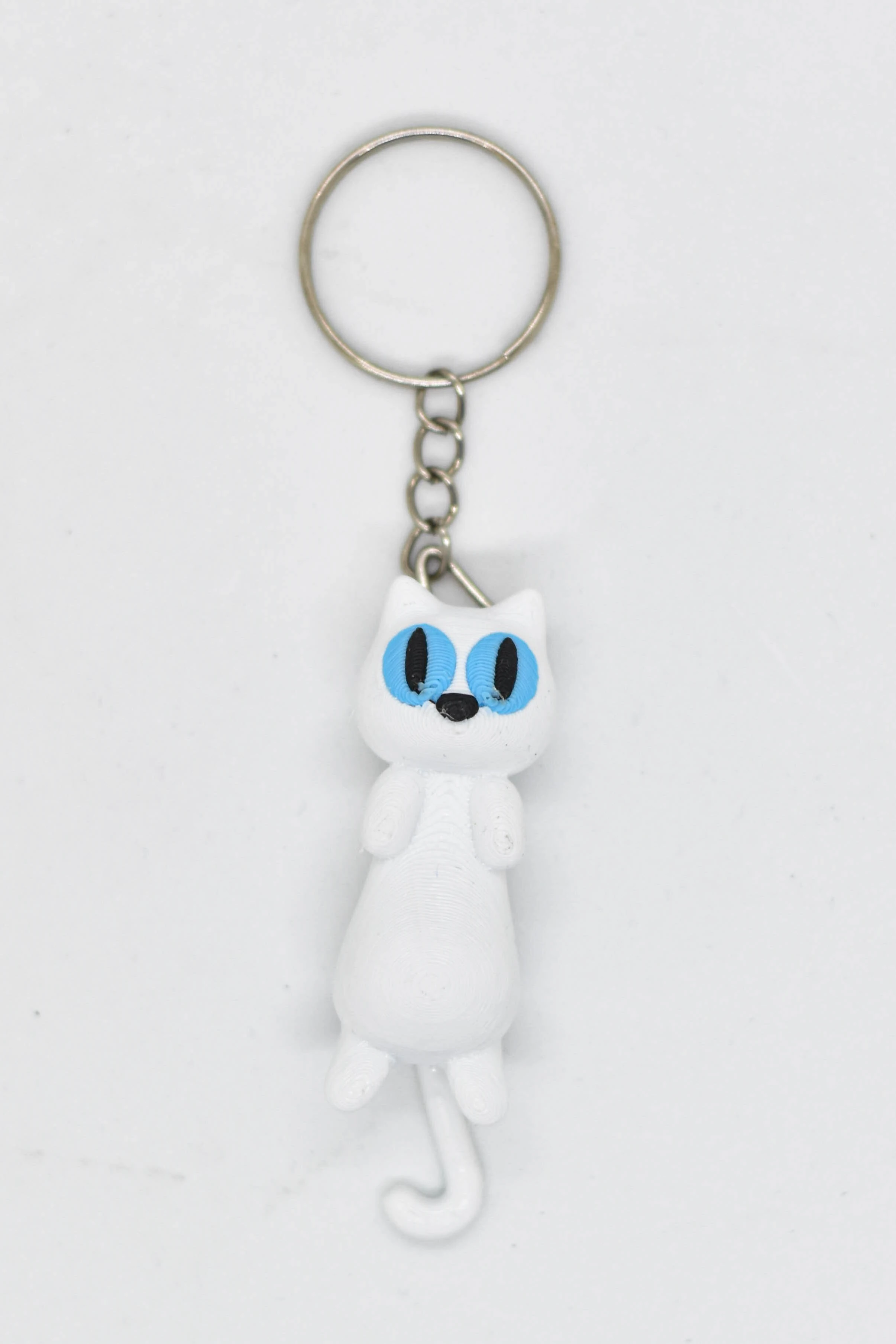 Patili Dost Anahtarlık - 3D Baskı Mavi Gözlü Kedi Figürü