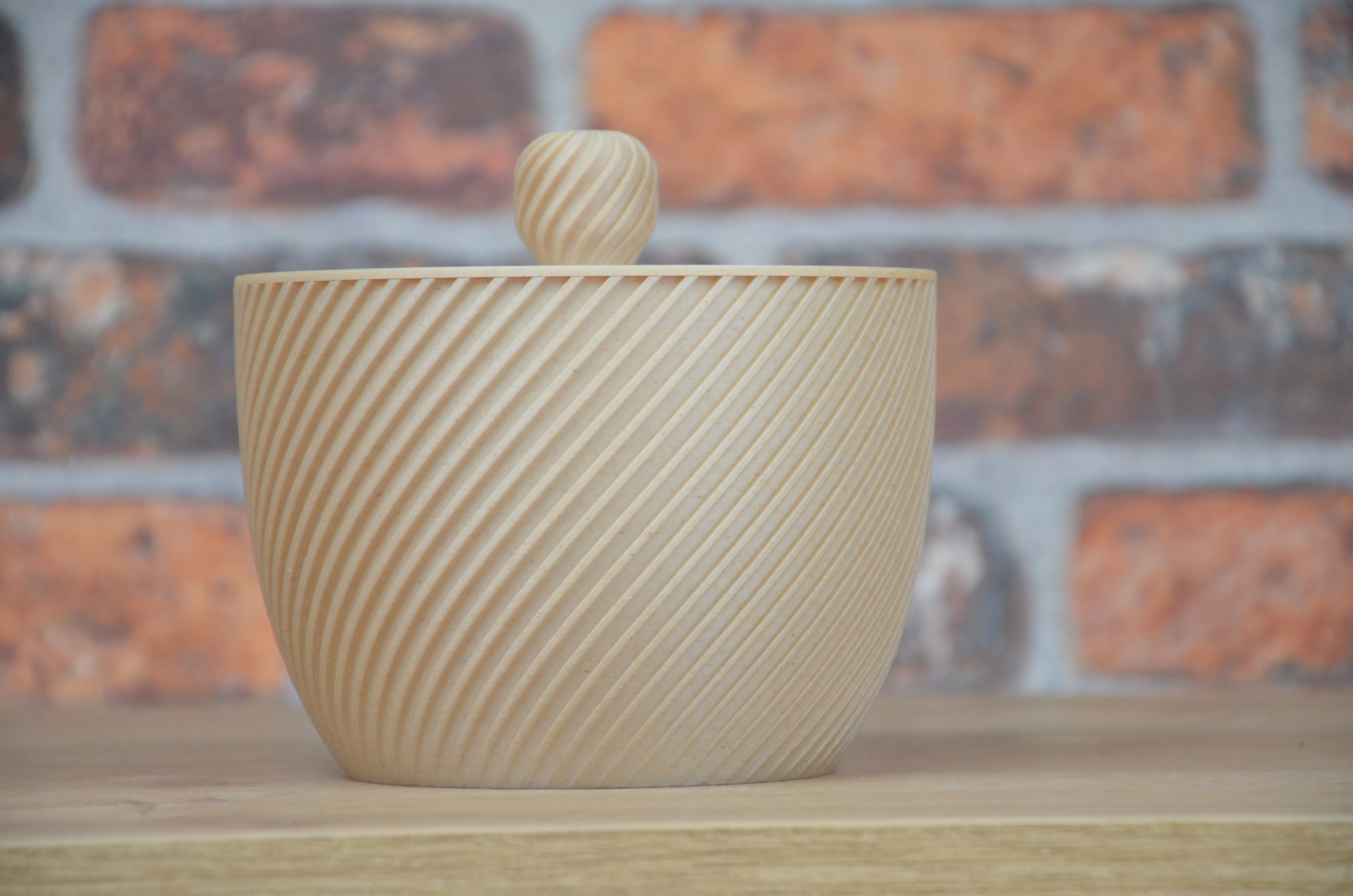 İskandinav Tasarım Yivli Kase - 3D Baskı Ahşap Dokulu Ev Dekoru