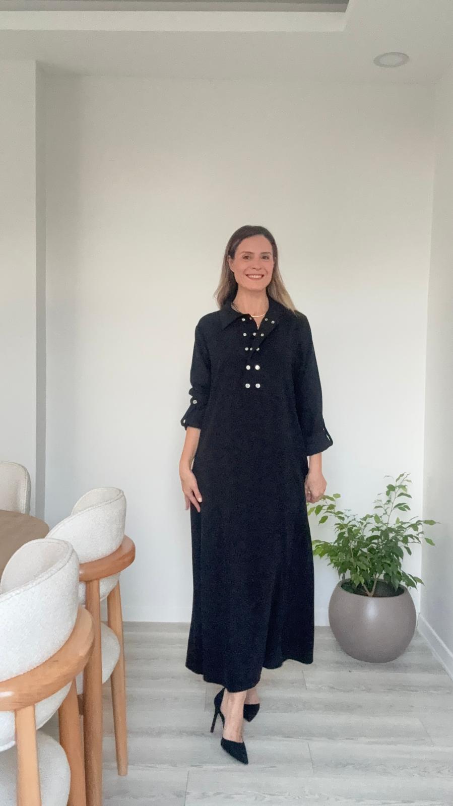 Yaka Detaylı Kupra Elbise