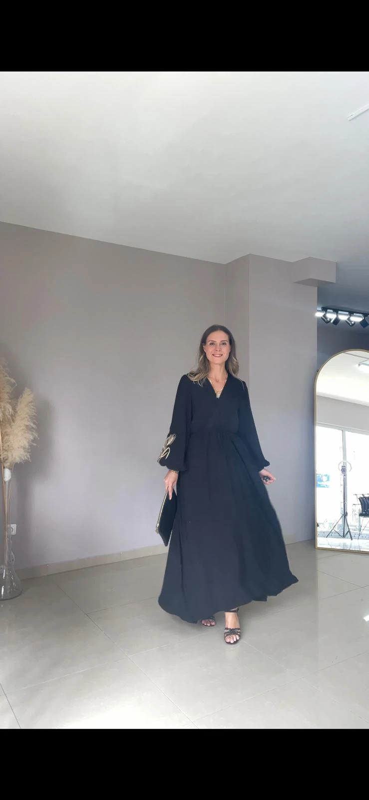 Beli Lastikli Viskon Elbise