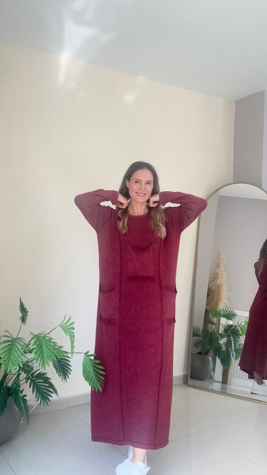 Püsküllü Triko Elbise