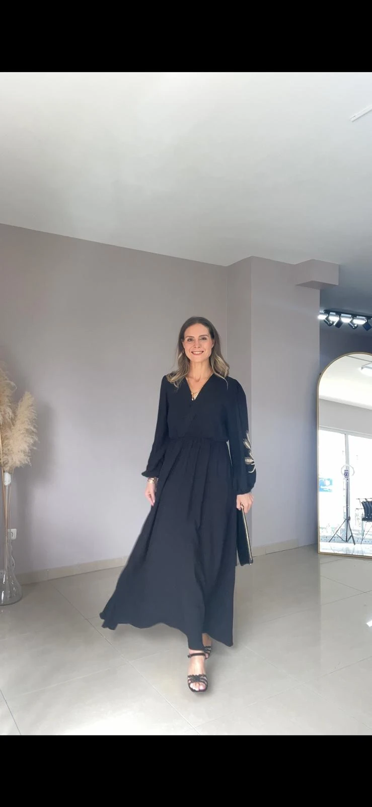 Beli Lastikli Viskon Elbise