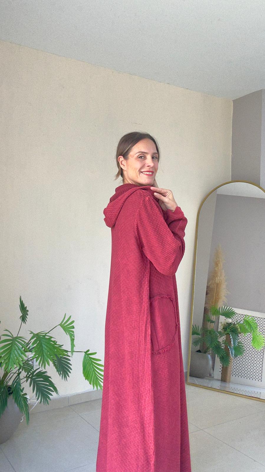 Kapşonlu Triko Elbise