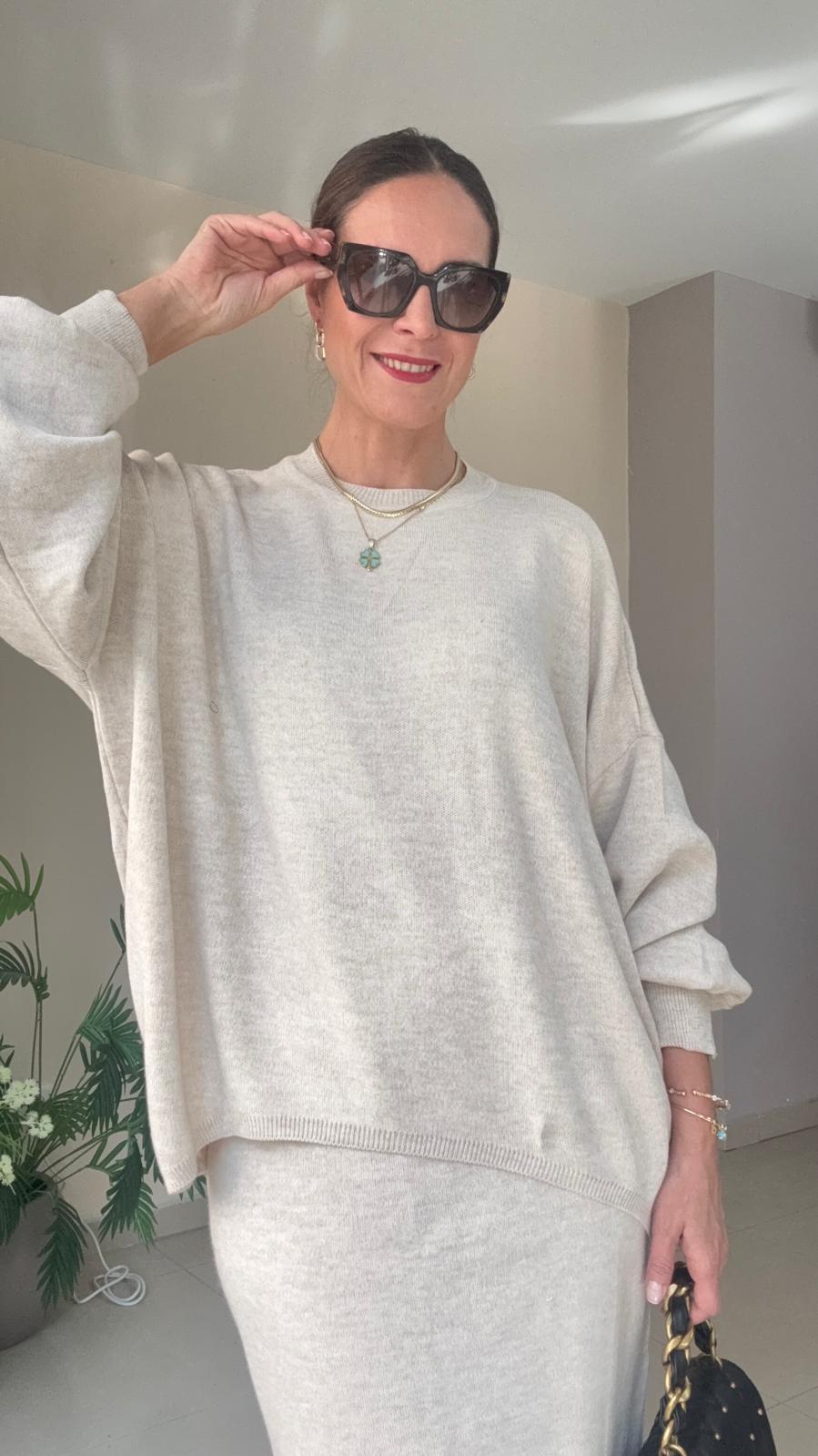 Etekli Triko Takım - bej