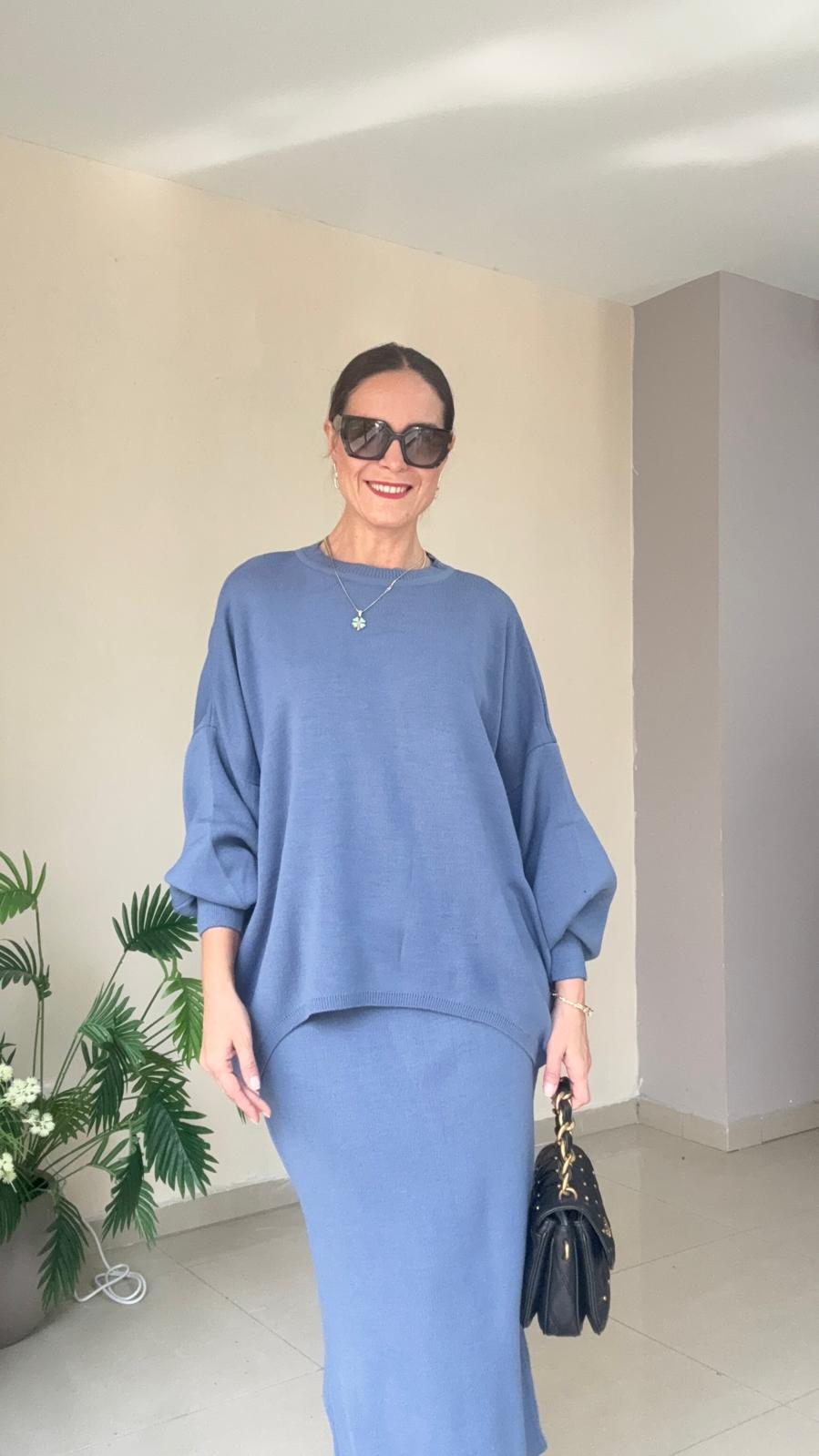 Etekli Triko Takım - mavi