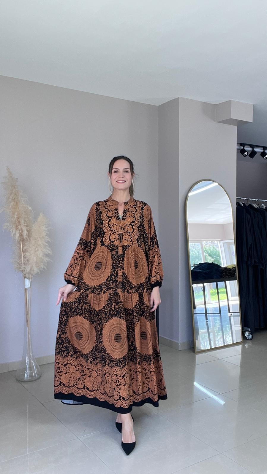 Batik desen viskon elbise
