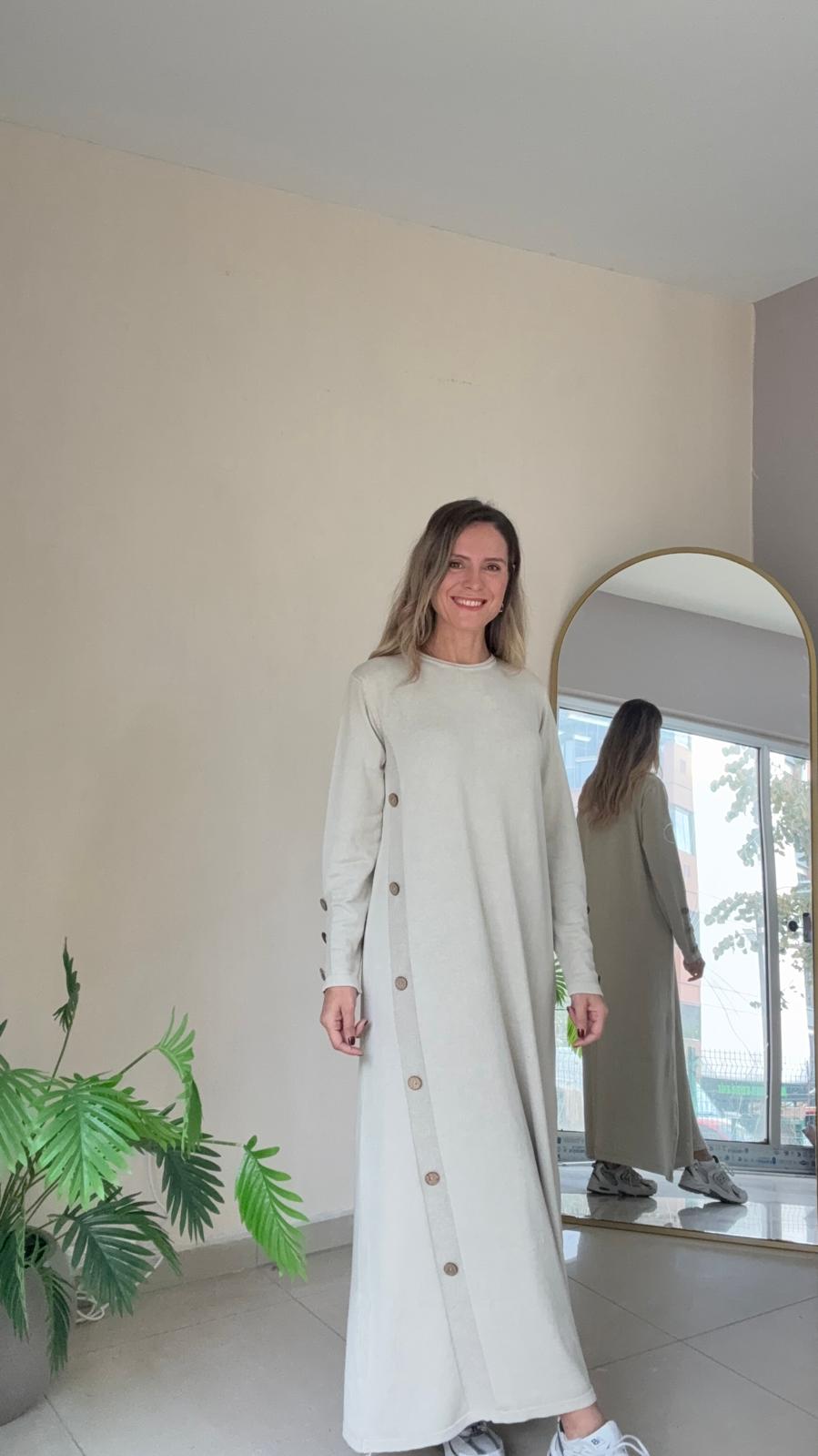 Mono Triko Elbise - taş rengi