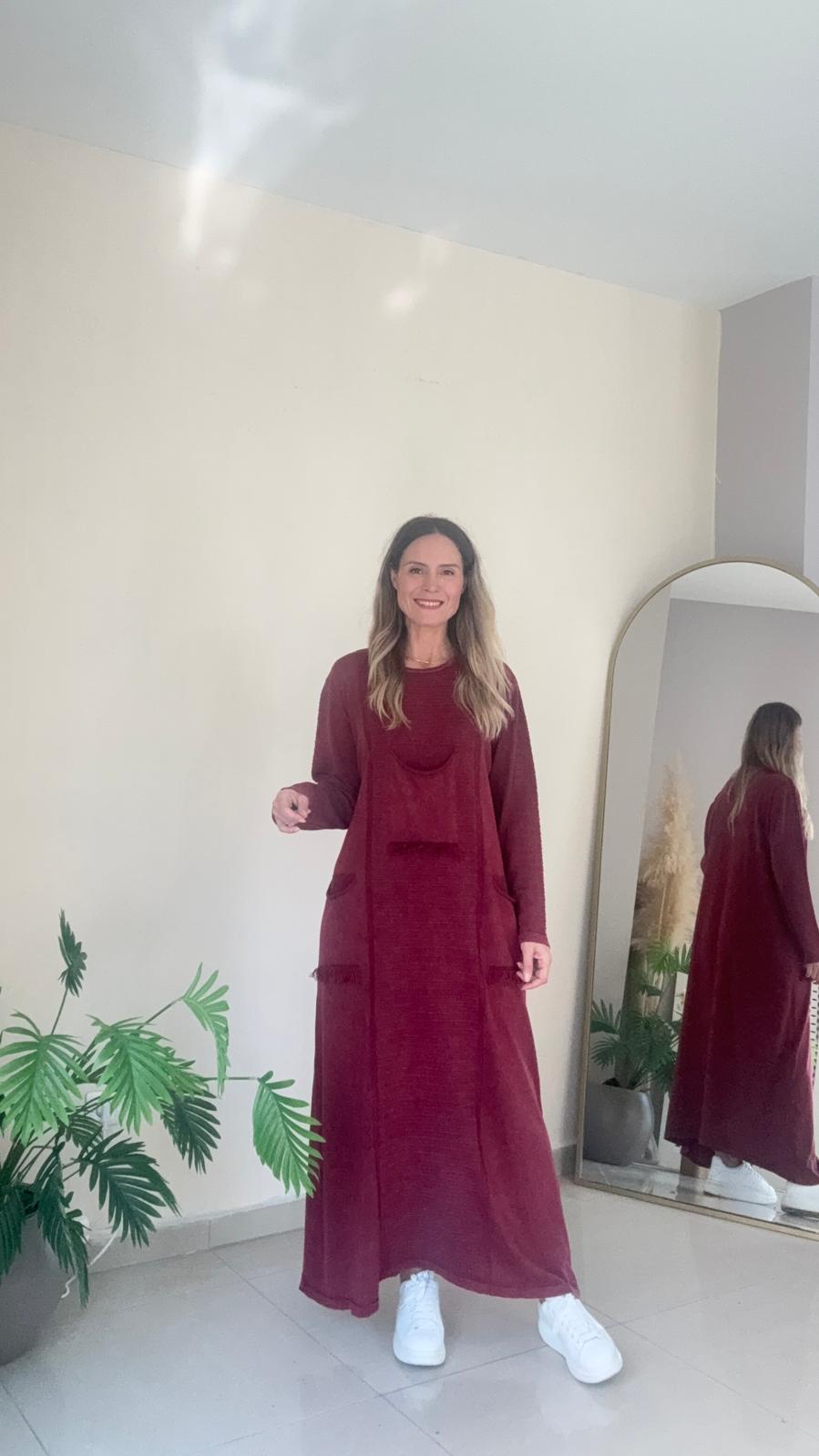 Püsküllü Triko Elbise