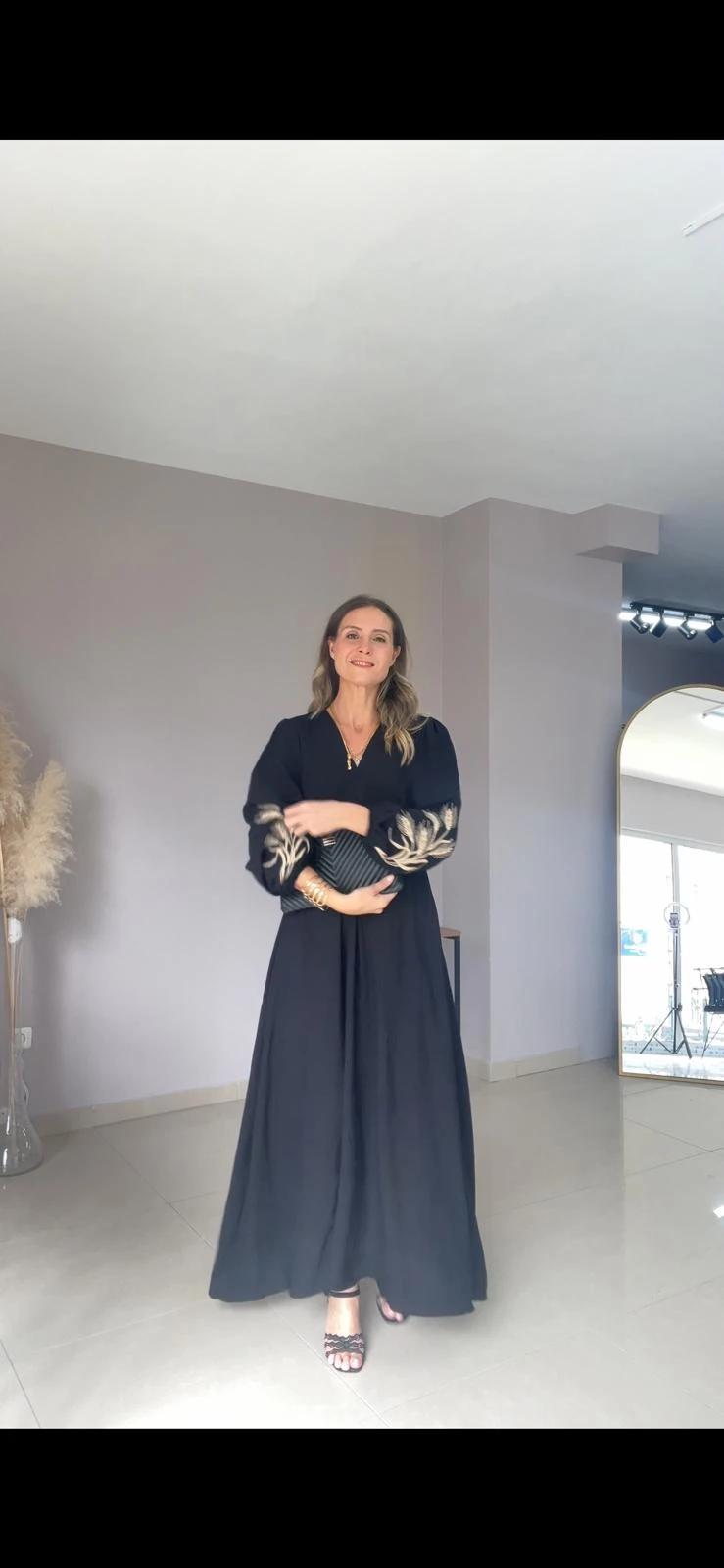 Beli Lastikli Viskon Elbise