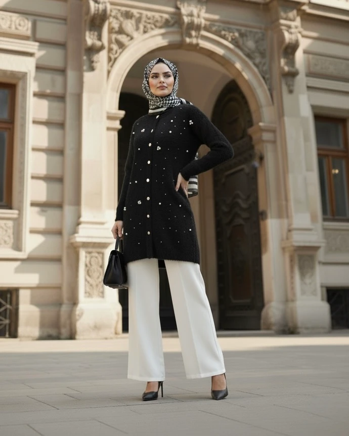 İNCİ TAŞLI ANGORA HIRKA