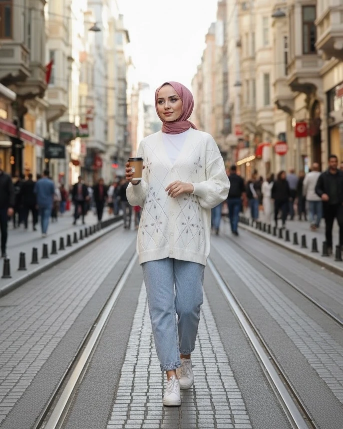 NAKIŞ İŞLEMELİ TRİKO HIRKA