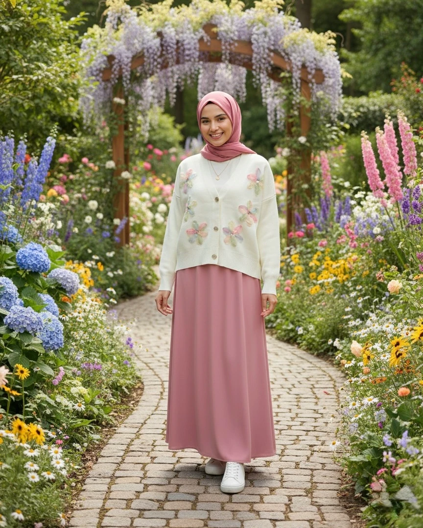 ÇİÇEK DETAYLI TRİKO HIRKA