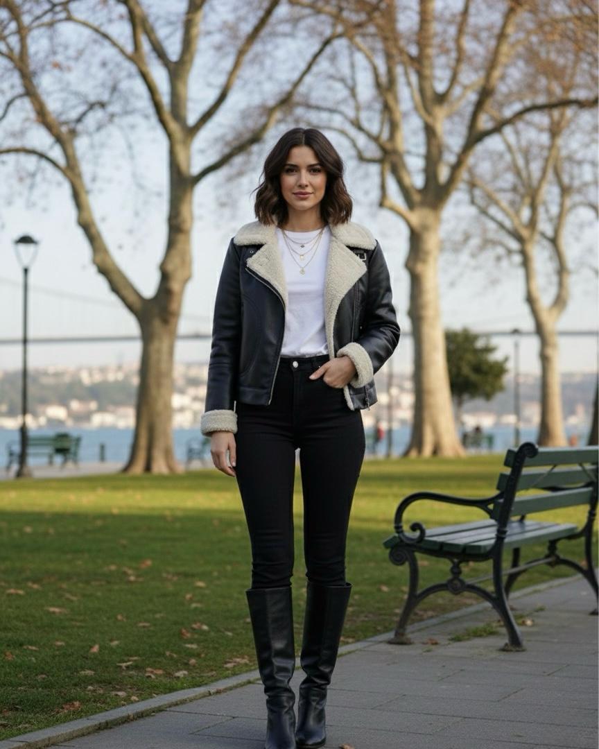 KÜRK YAKALI DERİ CEKET